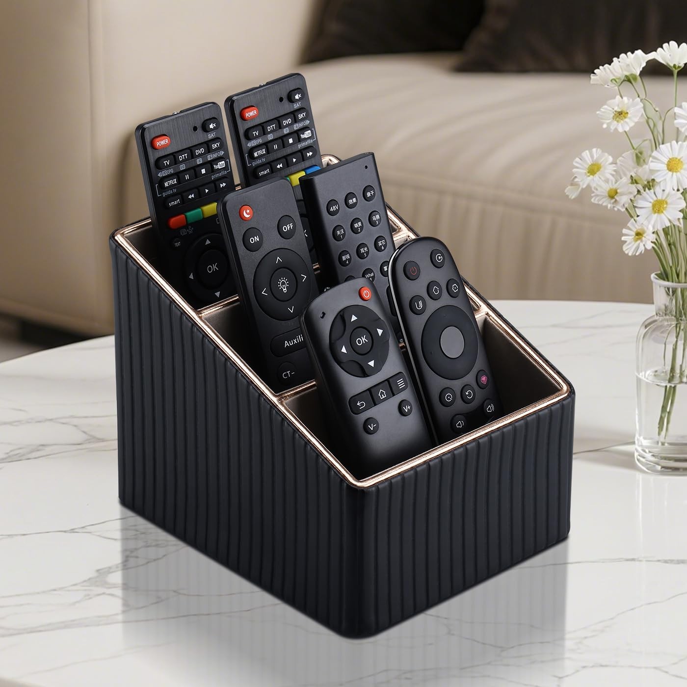 3 Slot PU Leather Remote Controller Holder, Home Sundries Storage , TV Guide/…