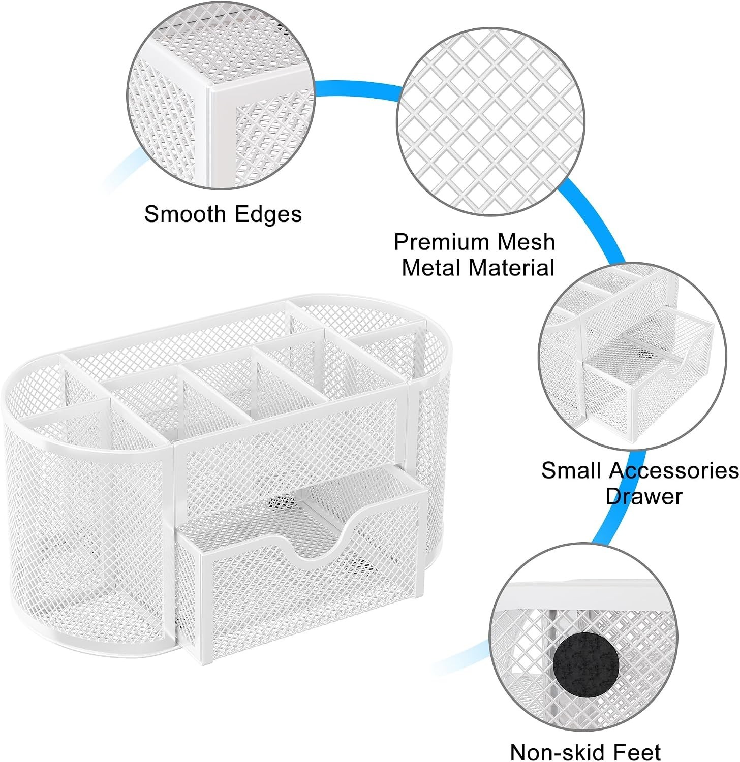 Scratch-Resistant Mesh Desk Supply Holder with Drawer – Organize Your Workspace