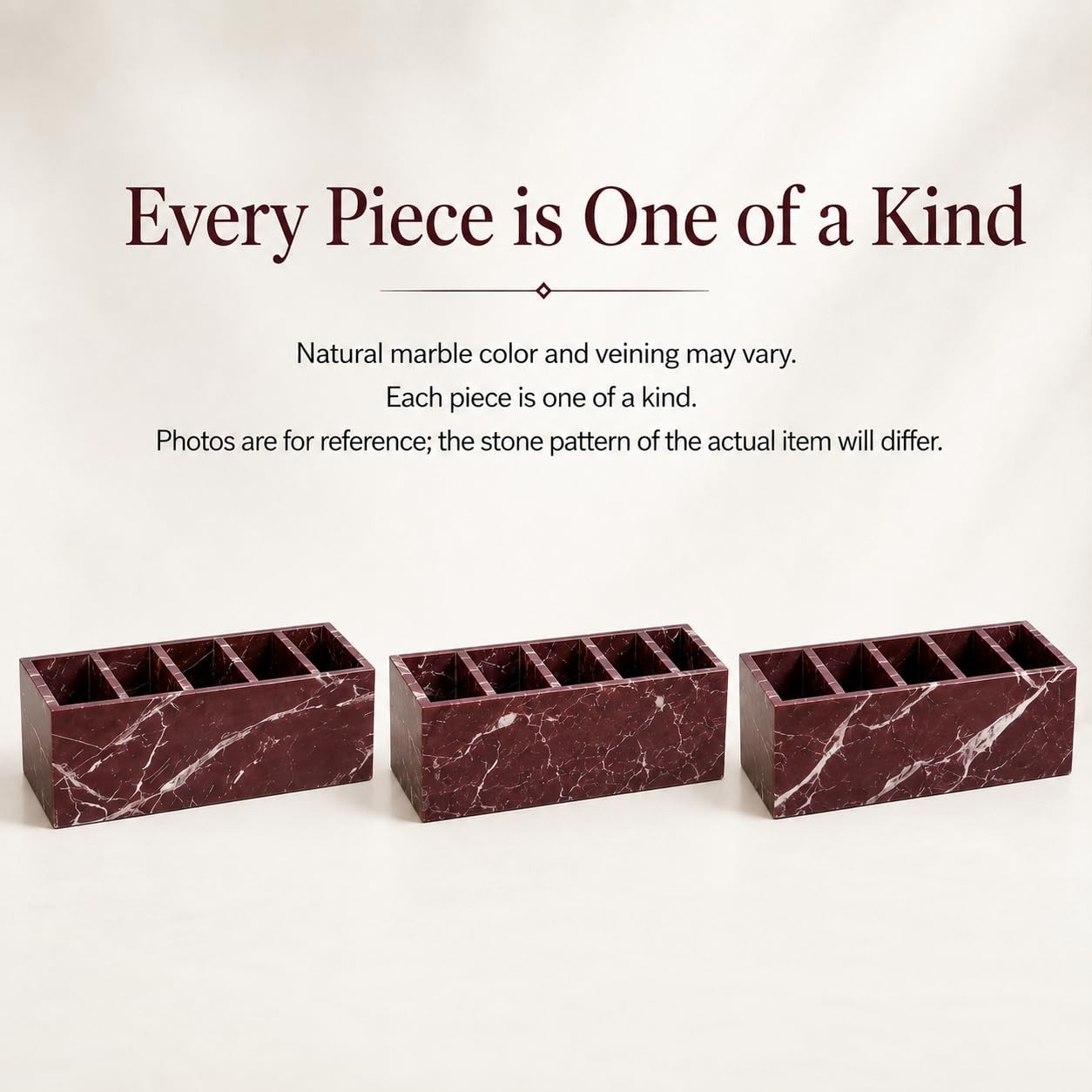 SIRIZEN-DIVING Purple Red Marble 5-Compartment Desk Organizer