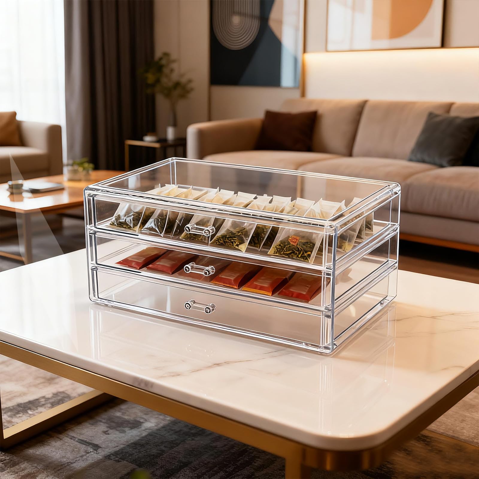 1 Pc Acrylic Storage Drawers, 9.3 X 5.3 X 4 x x 4 inches, Transparent