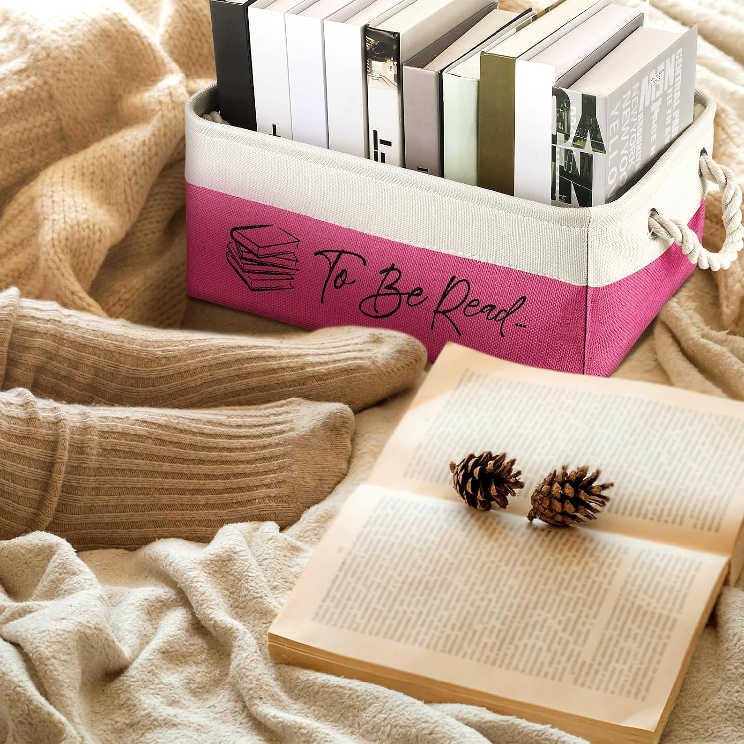 Book Lover Gifts Tbr Book Storage Basket to Be Read List Storage Bin Bookish Acc