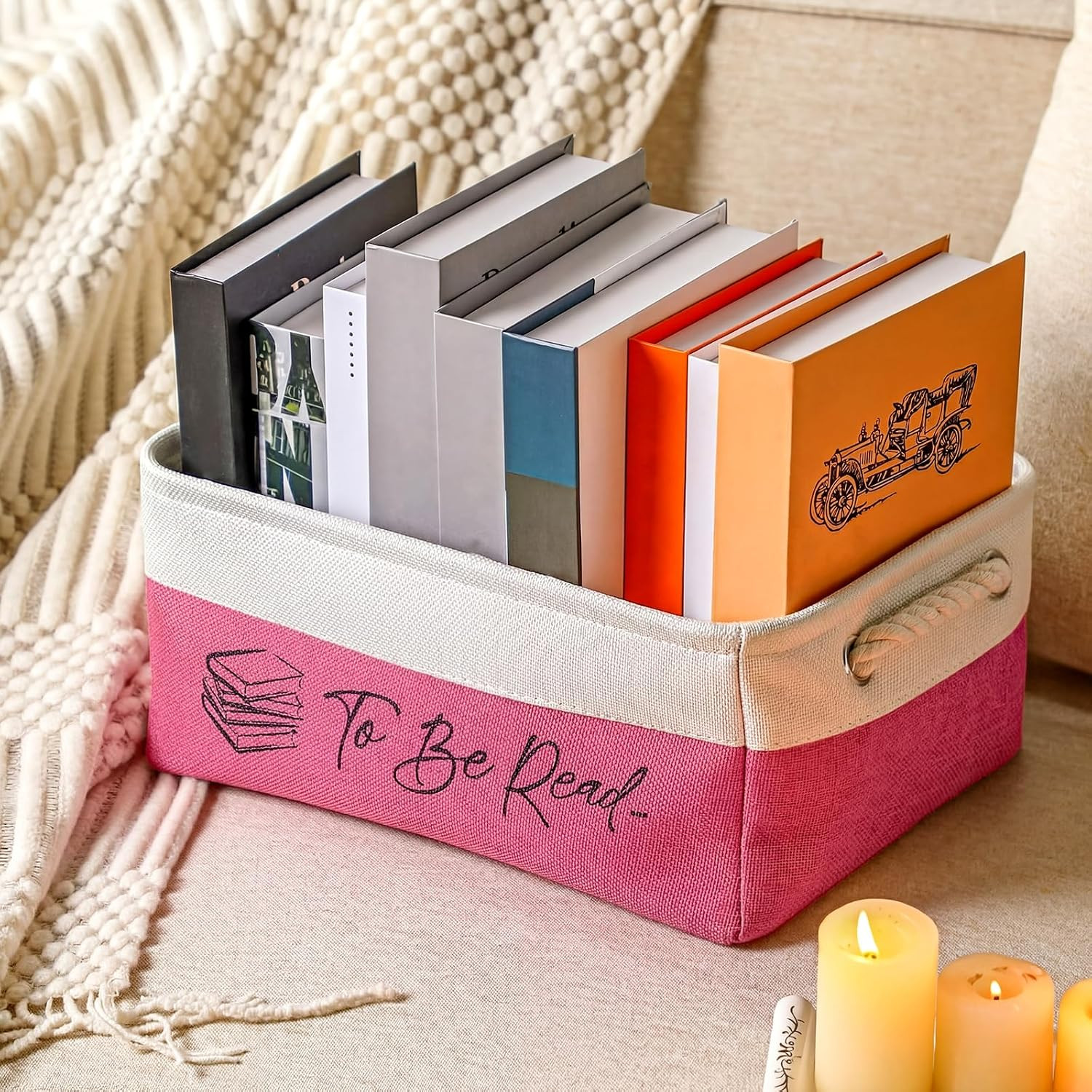 Book Lover Gifts Tbr Book Storage Basket to Be Read List Storage Bin Bookish Acc