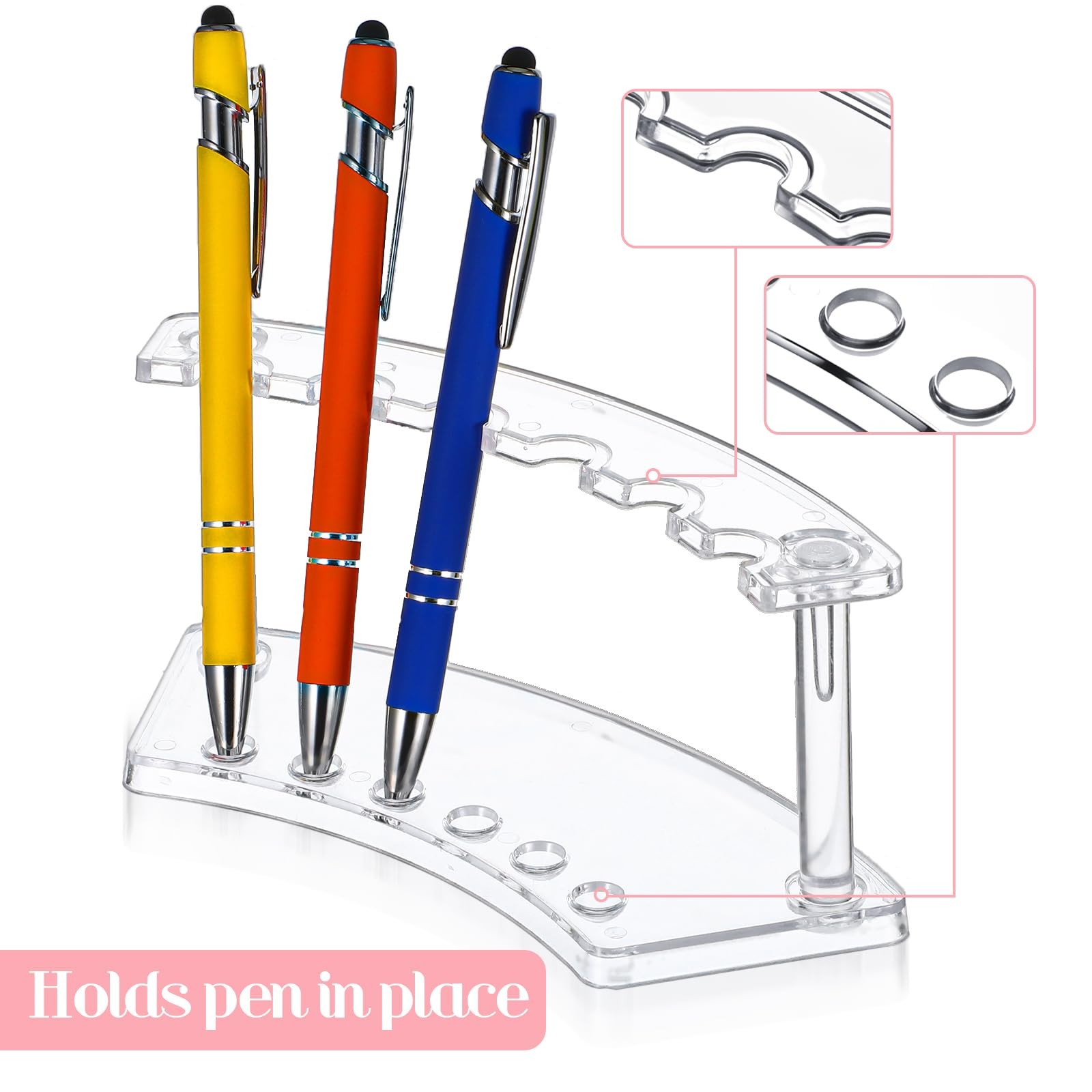 2Pcs Clear Plastic Pen Holder Stand Display Rack, 6-Slot Pen Display Stands, …