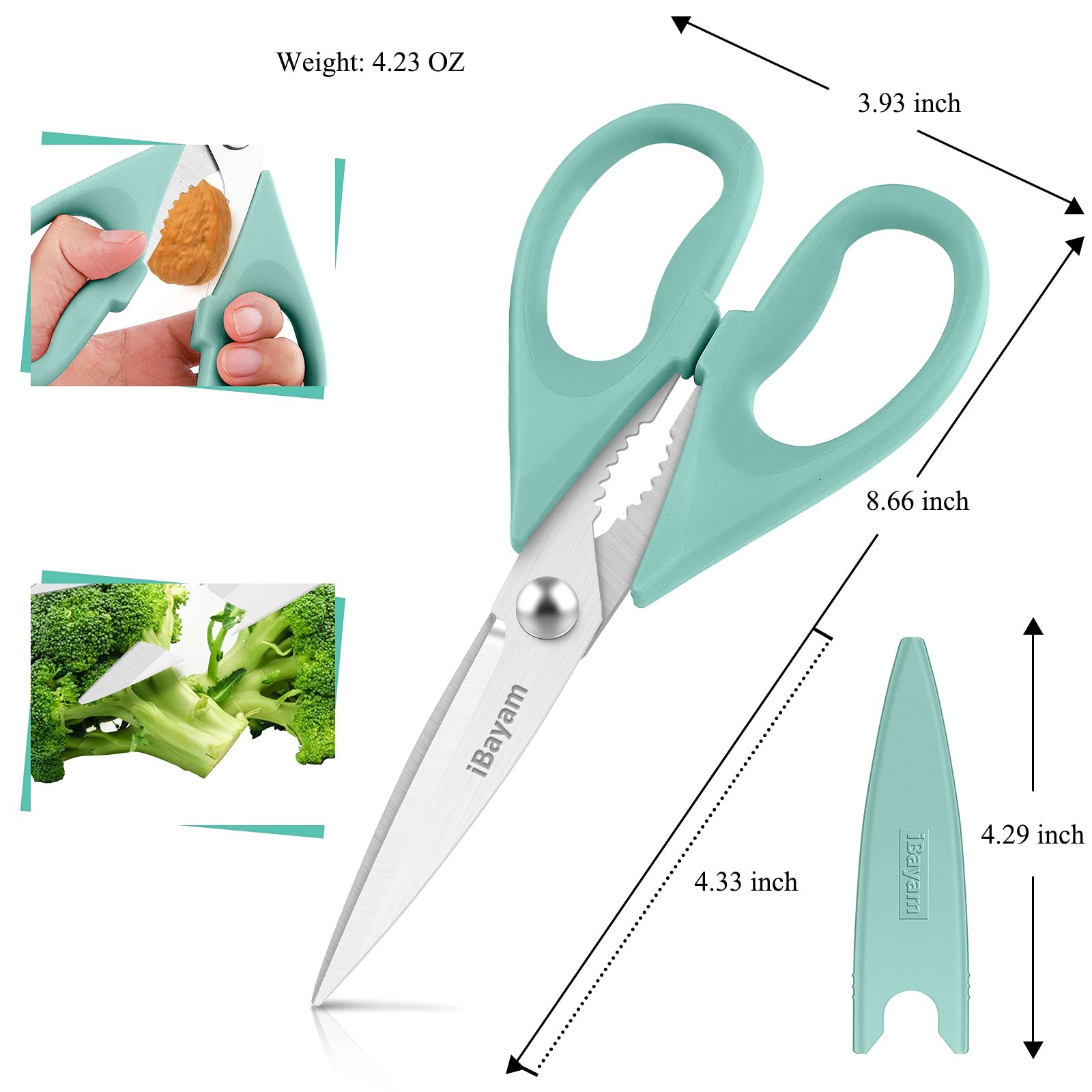 Shears Kitchen | 2 Pack | 8.5 Inch | Stainless Steel | Black