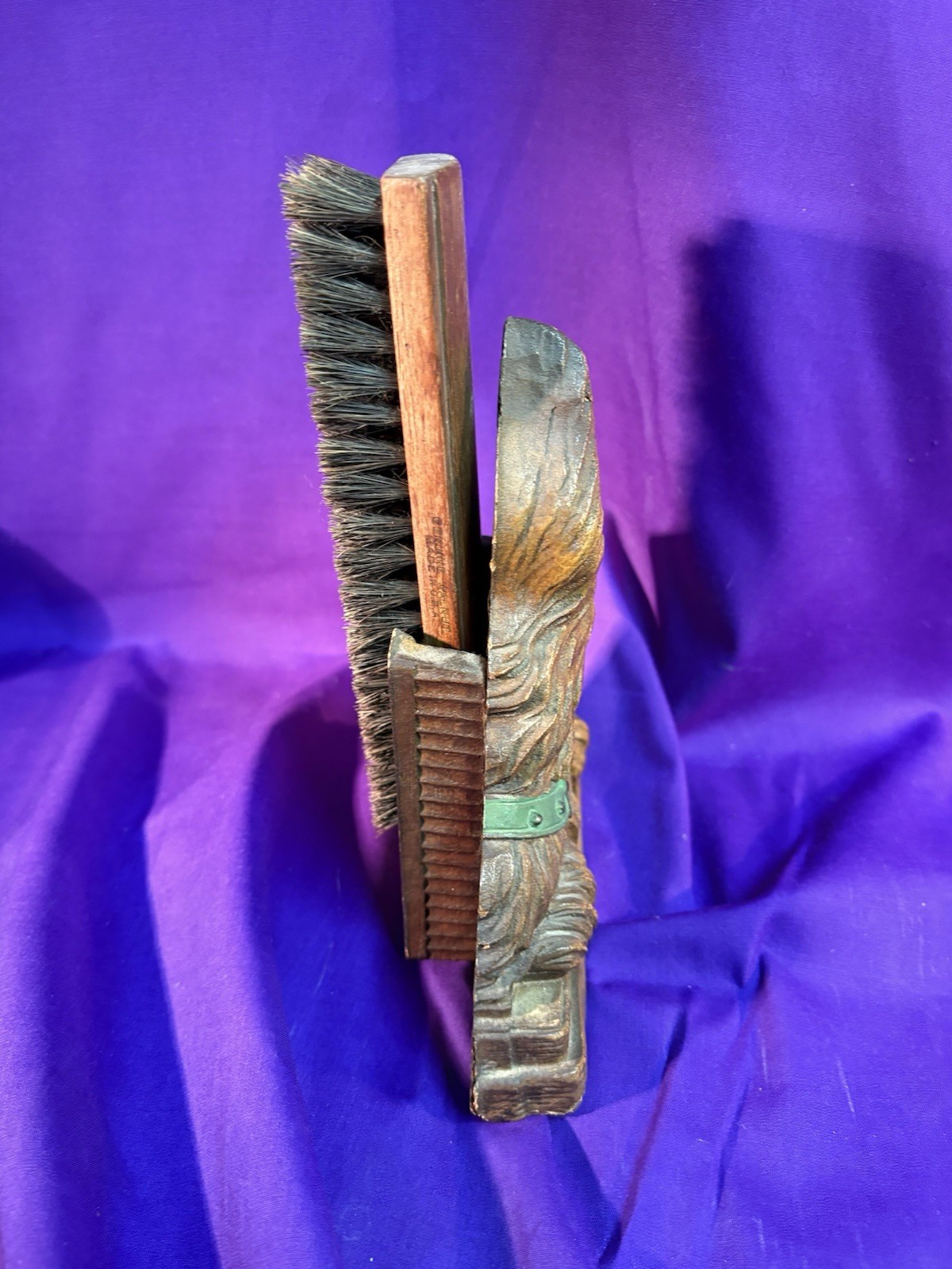 Syroco Wood Swank Scotty Dog Cloths Brush Holder