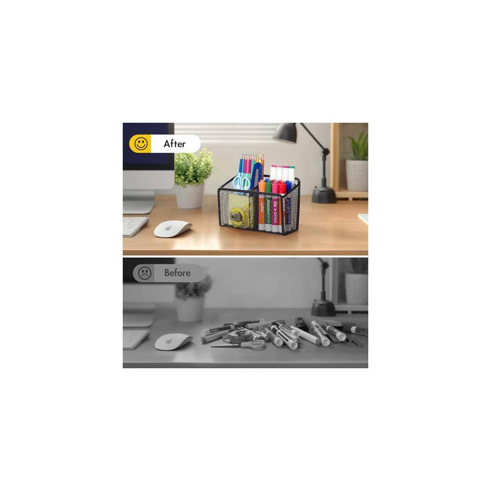 1-Pack Magnetic Mesh Pen and Pencil Holder for Whiteboard Refrigerator Strong Ma