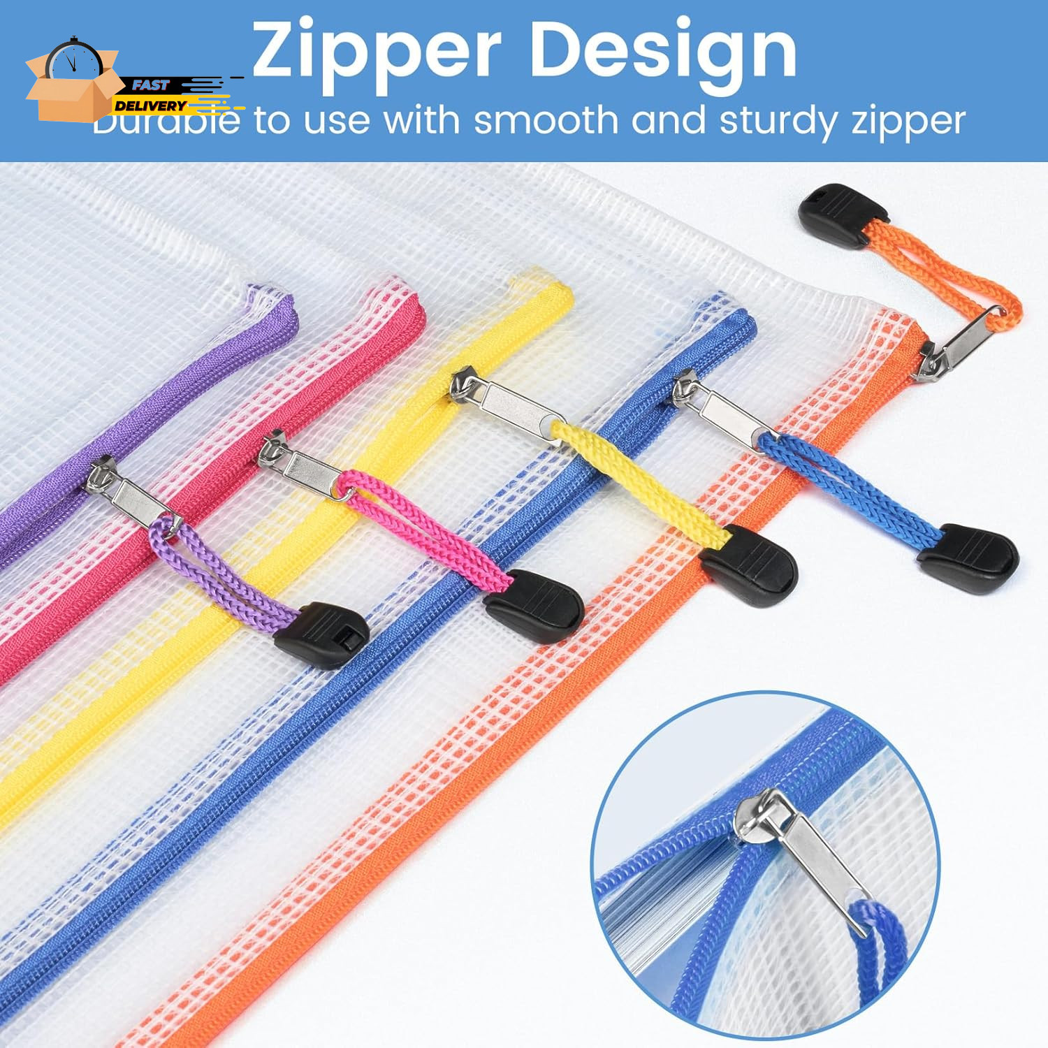 24 Pack Mesh Zipper Pouch Bags with Label Pocket, A6 (9.1×4.7 In) Small Pencil