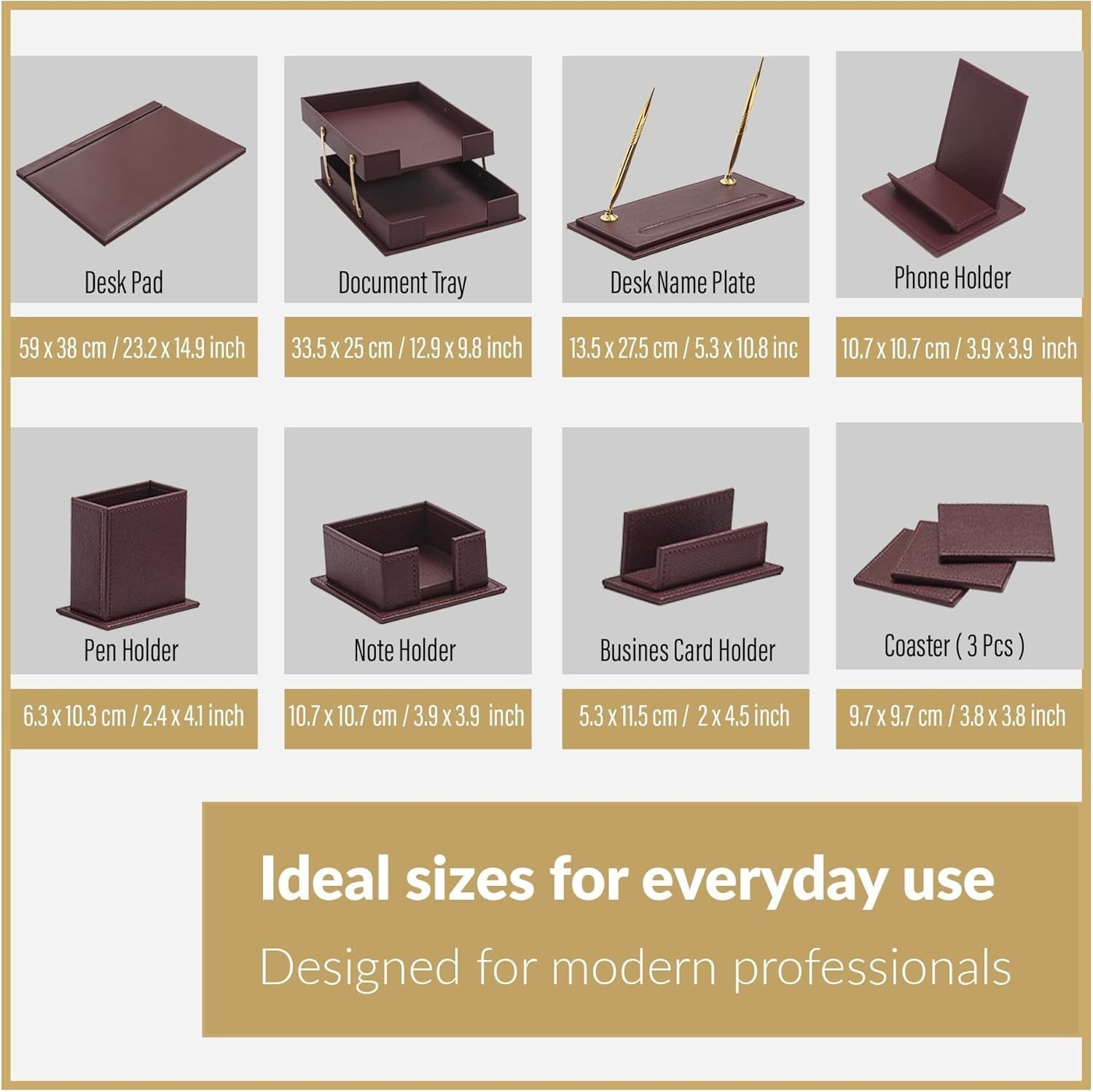 Classic Desk Organizer – 12 PCS Leather Desk Organizer Set – Desk Accessories