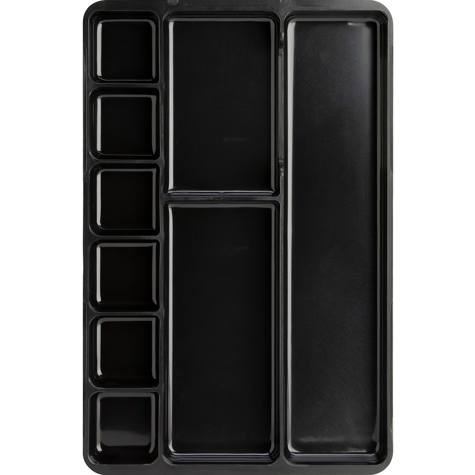 Drawer Tray Organizer, 9-Compartments, 9.38″ x 14″ x 1.25″, Plastic, Black