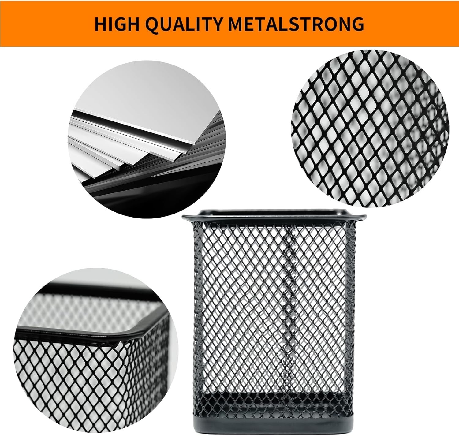 Desk Pencil Pen Holder, Wire Mesh Pen Cup Holder for Desk Organizer and Office D