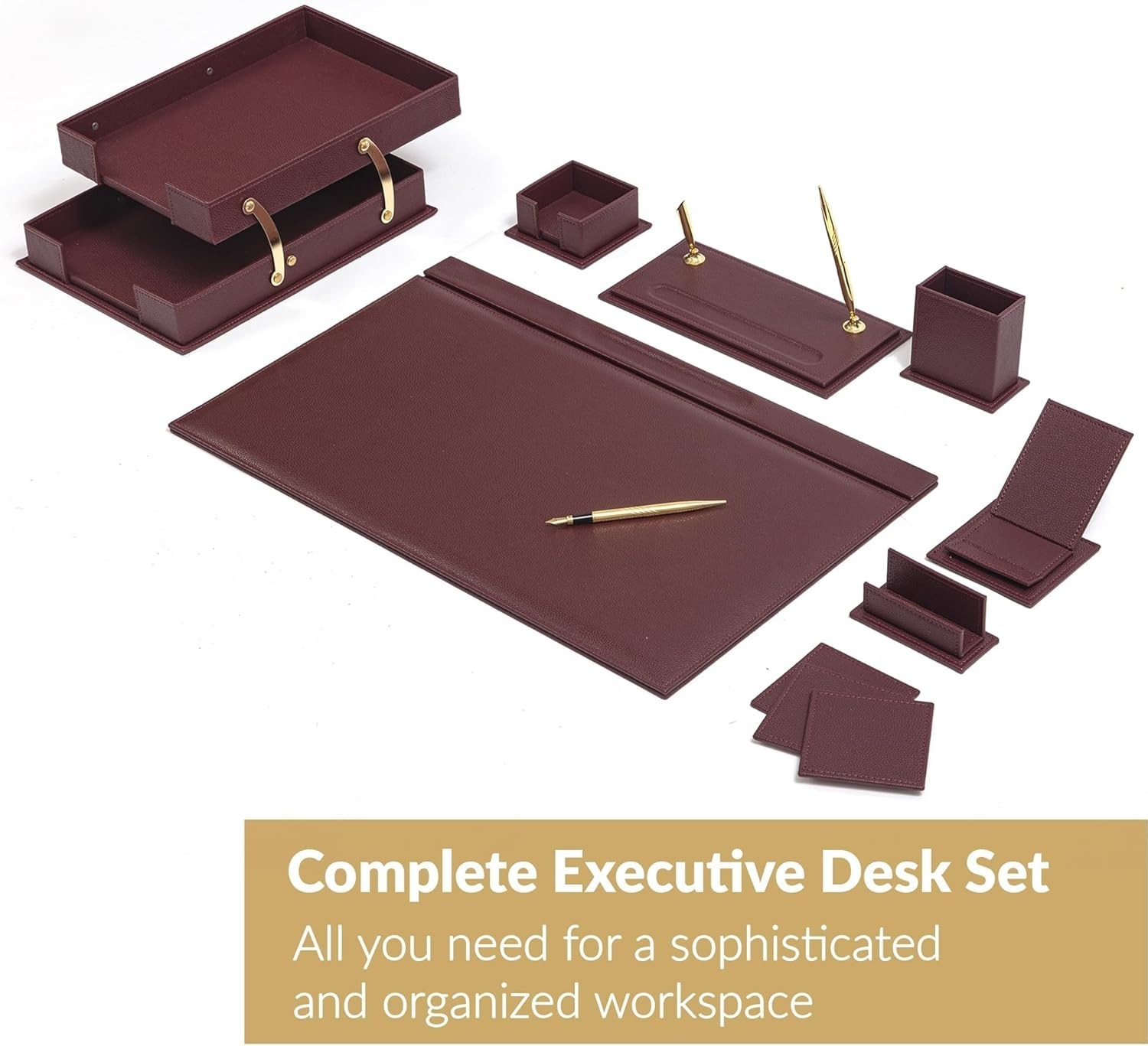 Classic Desk Organizer – 12 PCS Leather Desk Organizer Set – Desk Accessories