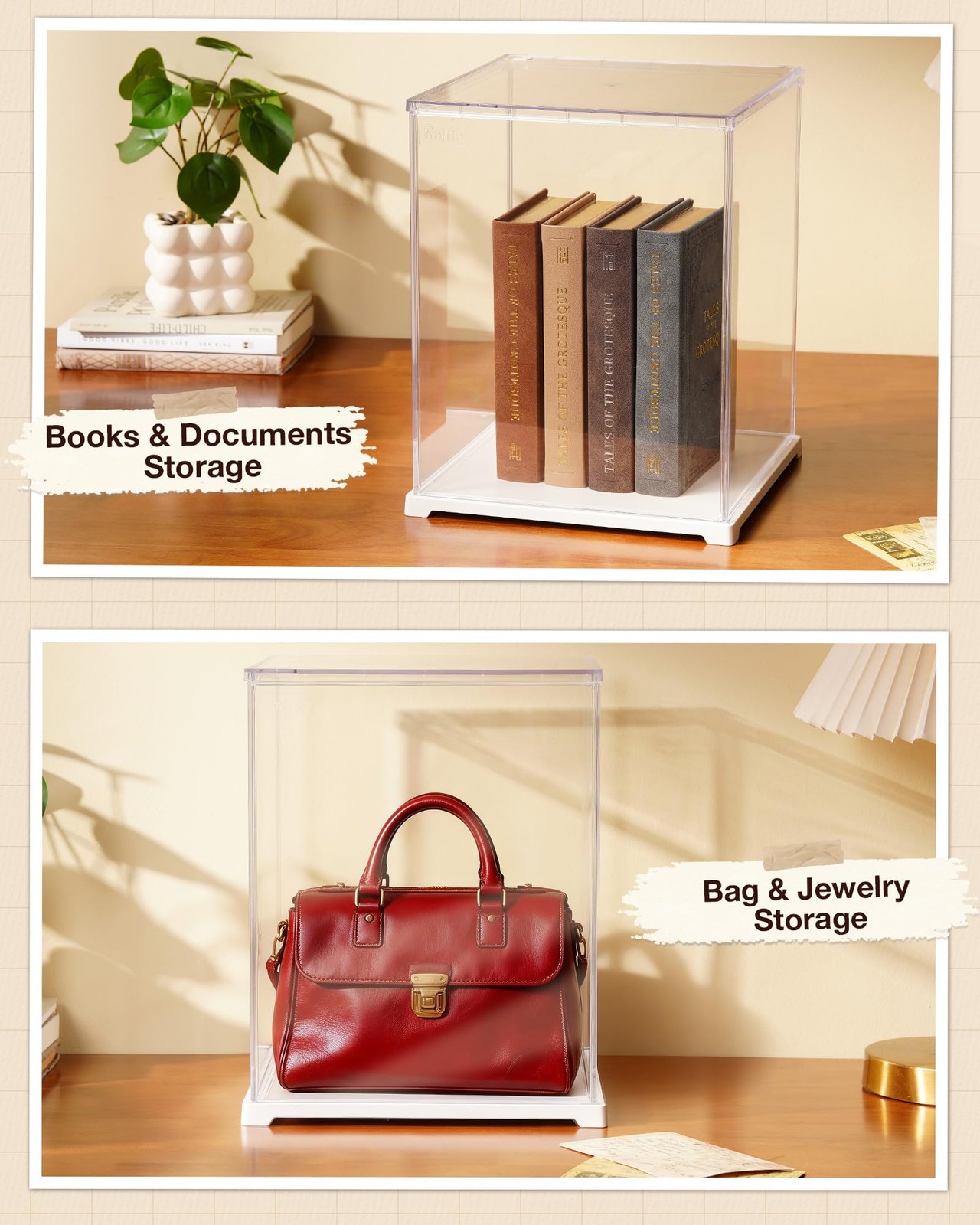 Acrylic Display Case Dust Cover for Collectibles, Dustproof Protection Large