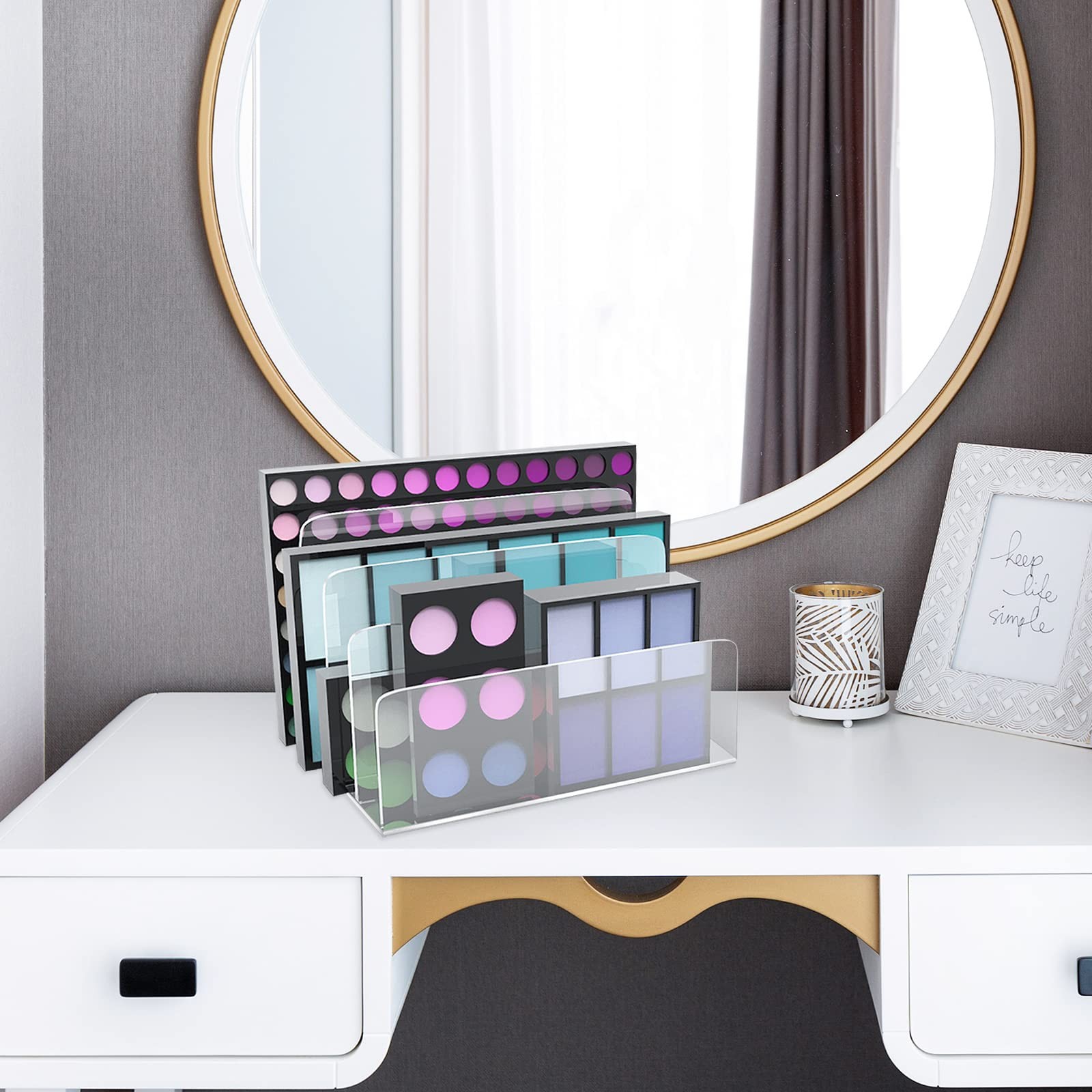 4 Section Acrylic File Organizer, Clear Desk Organizer and 1PCS,