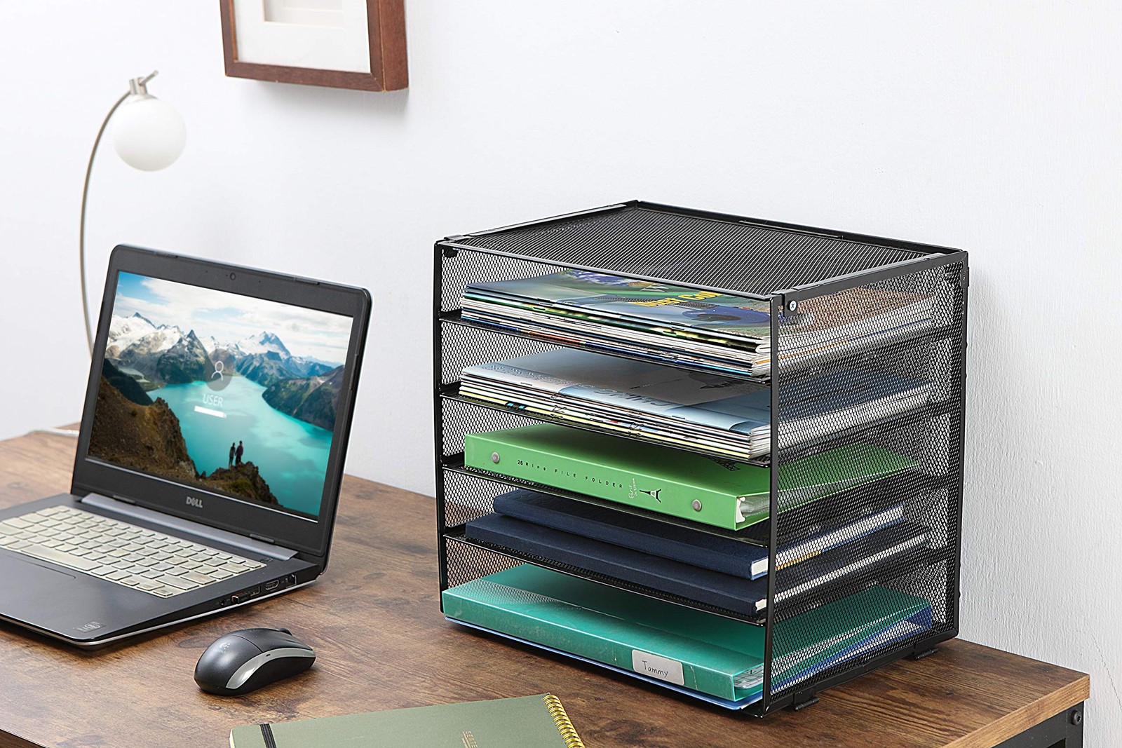 StorageMax Desk File Organizer, Desktop Wire Mesh Sorter with 5 Compartments …