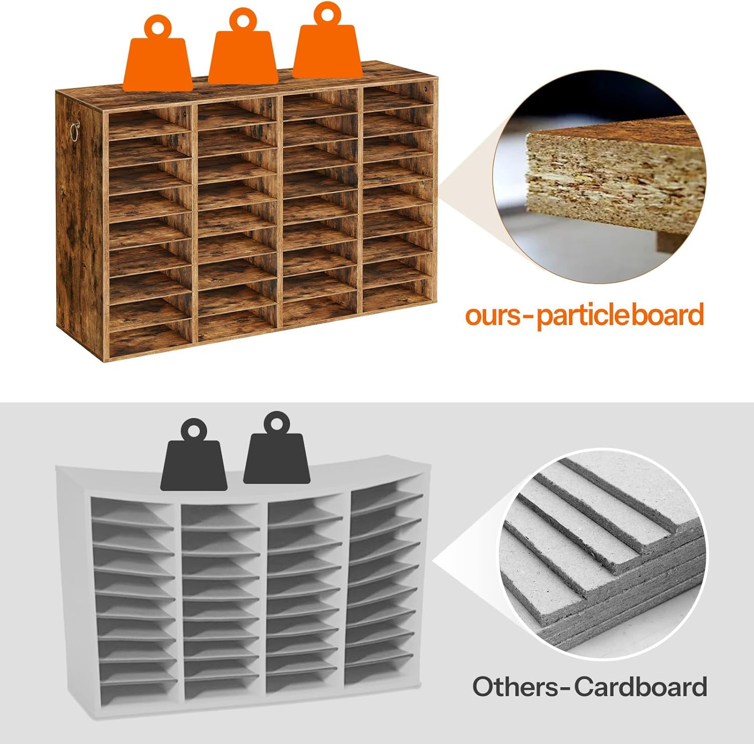 Wooden Literature Organizer, 36-Slot Mail Sorters, Removable Classroom Mailbox,