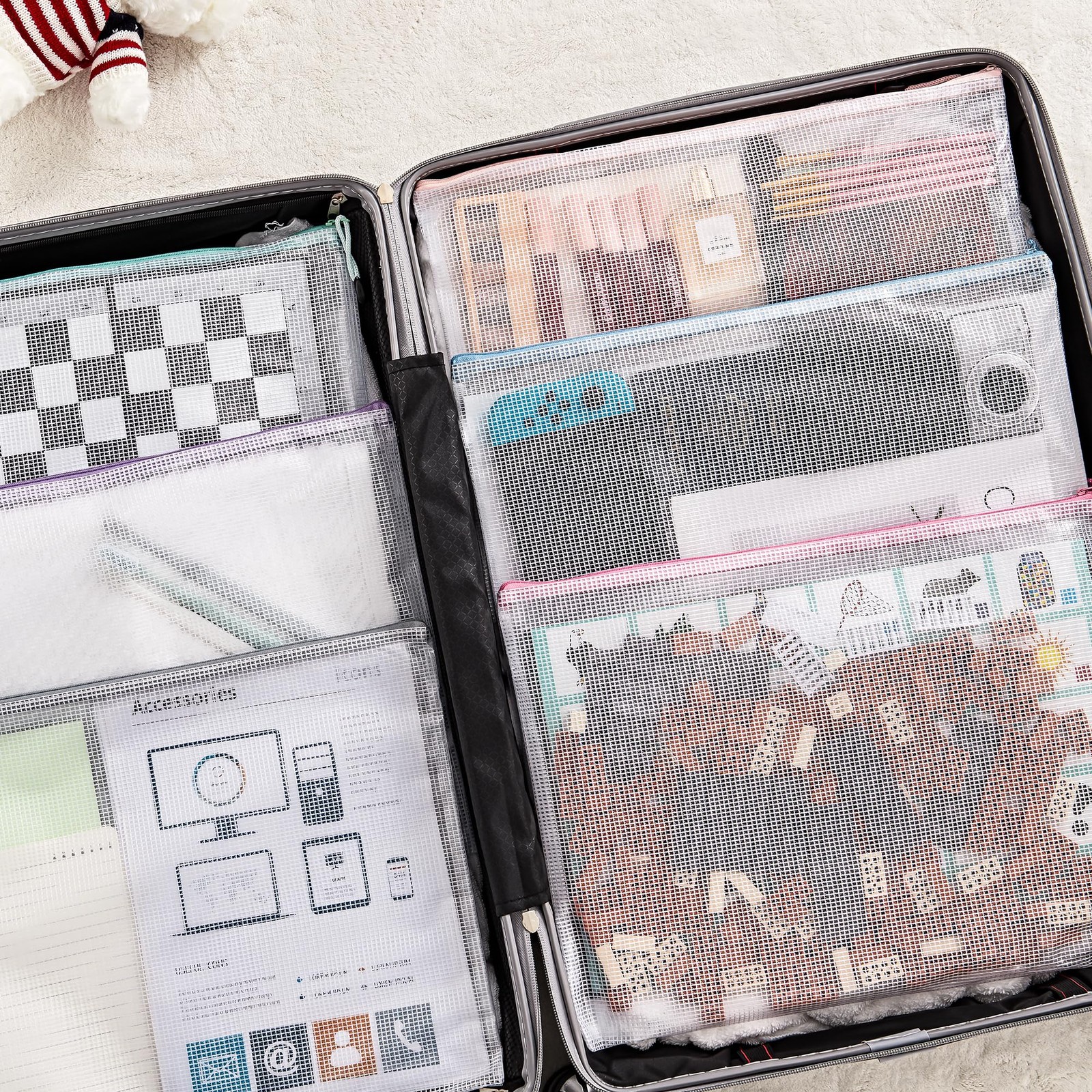 20PCS Mesh Zipper Pouch Bags, A3 Puzzle Bags with Zipper, Waterproof Zipper P…