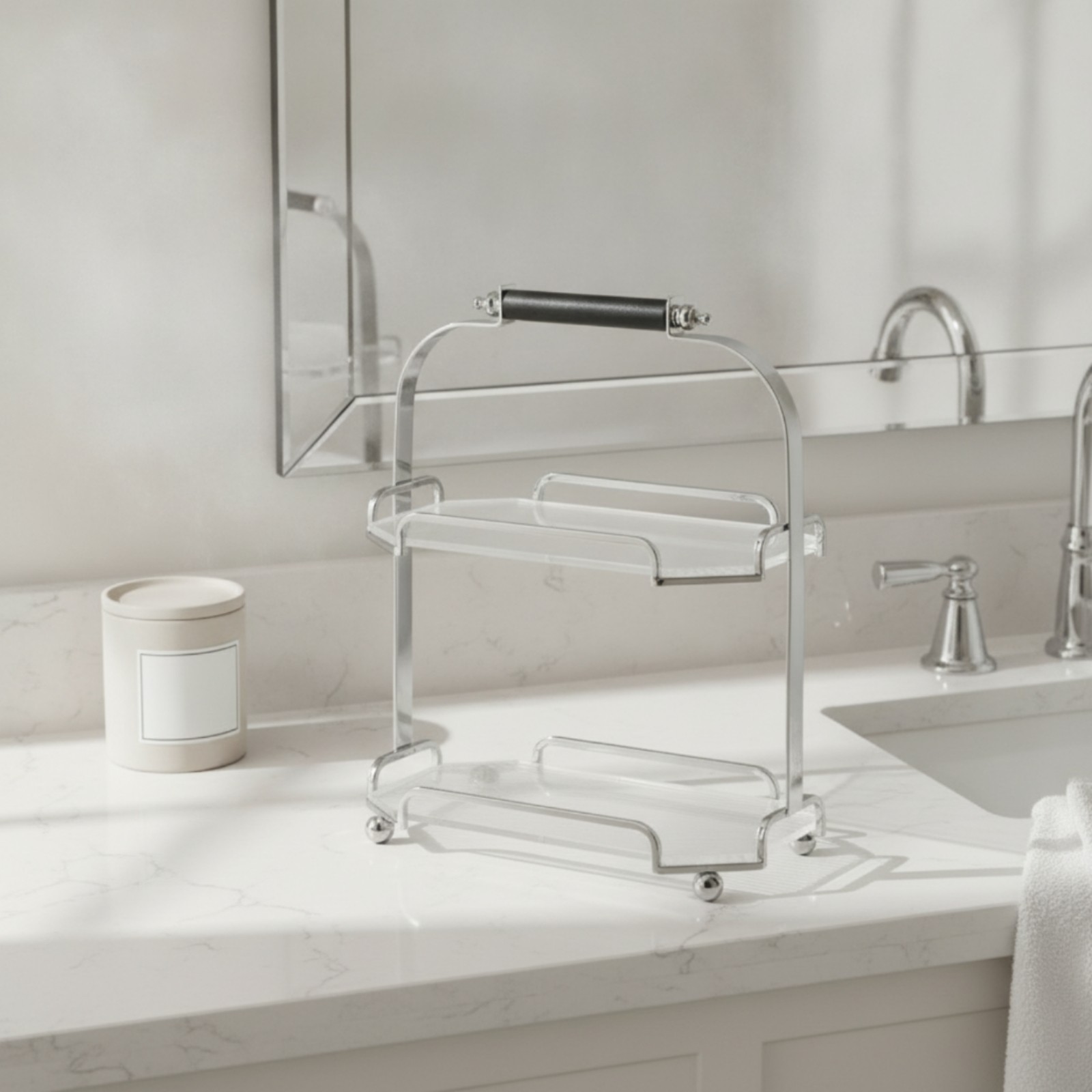 Organizer with Carrying Handle Portable Octagonal Shelf Rack for Dressing Table