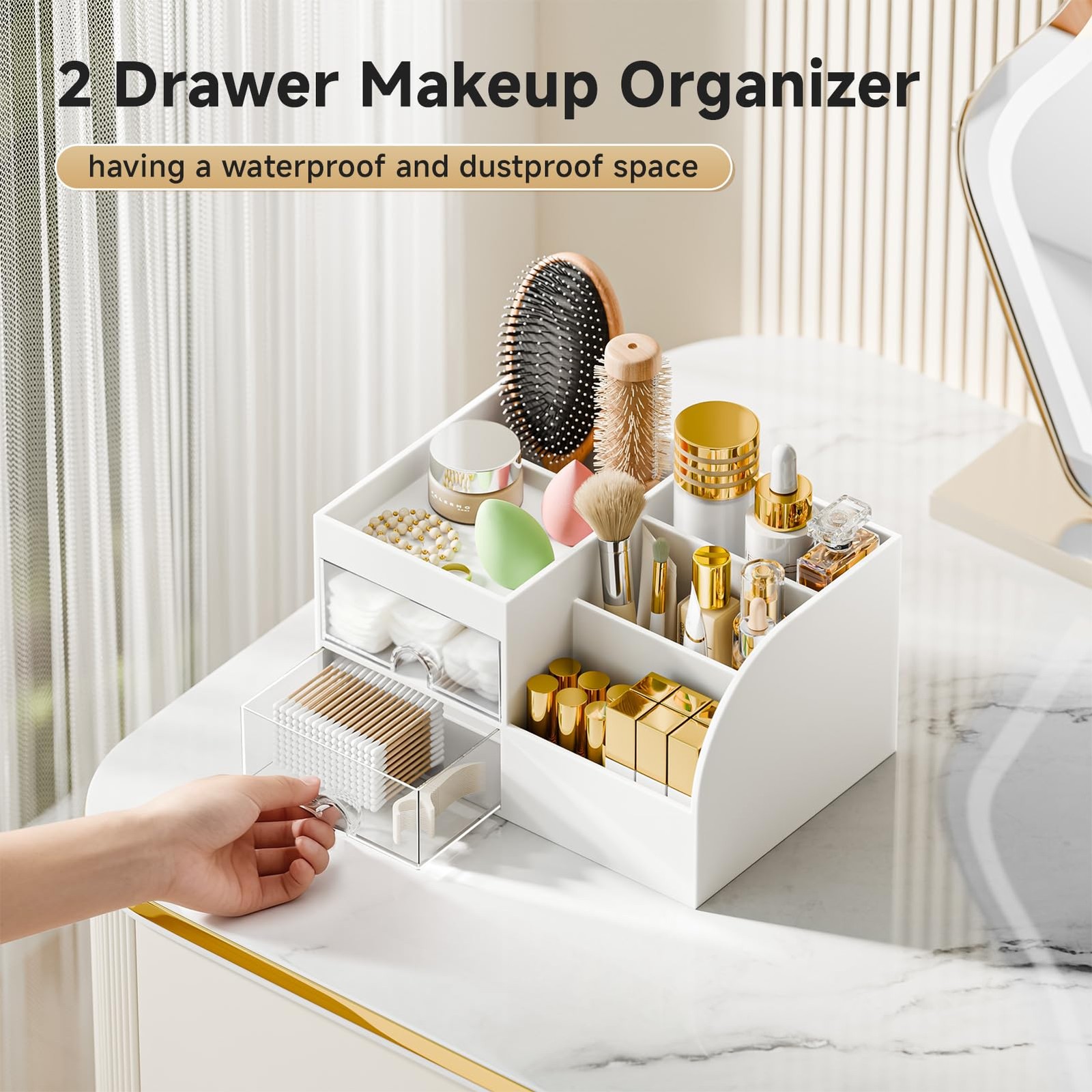 Makeup Organizer with 2 Drawers, Organizers Organizer, White