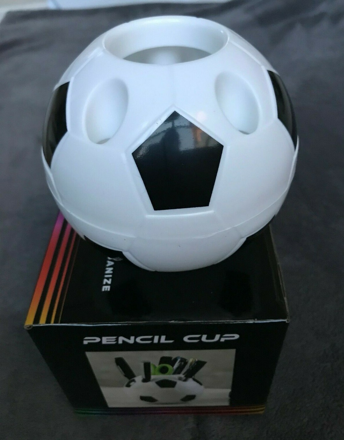 Best Brands Black &White Lightweight Easy To Clean Soccer Ball Pencil Cup Holder