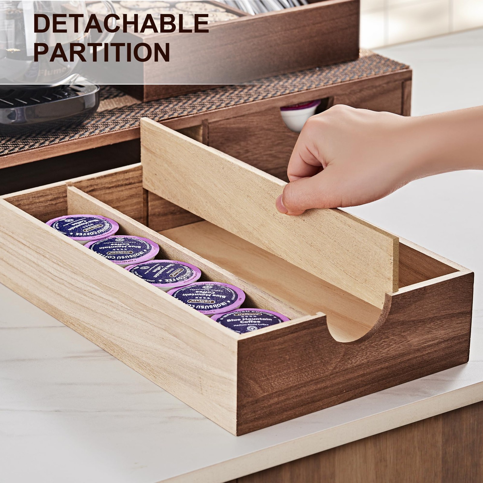 SMARTAKE Wooden K Cup Organizer Coffee Pod 15.3 x 12 x 3.1 inches, Wood