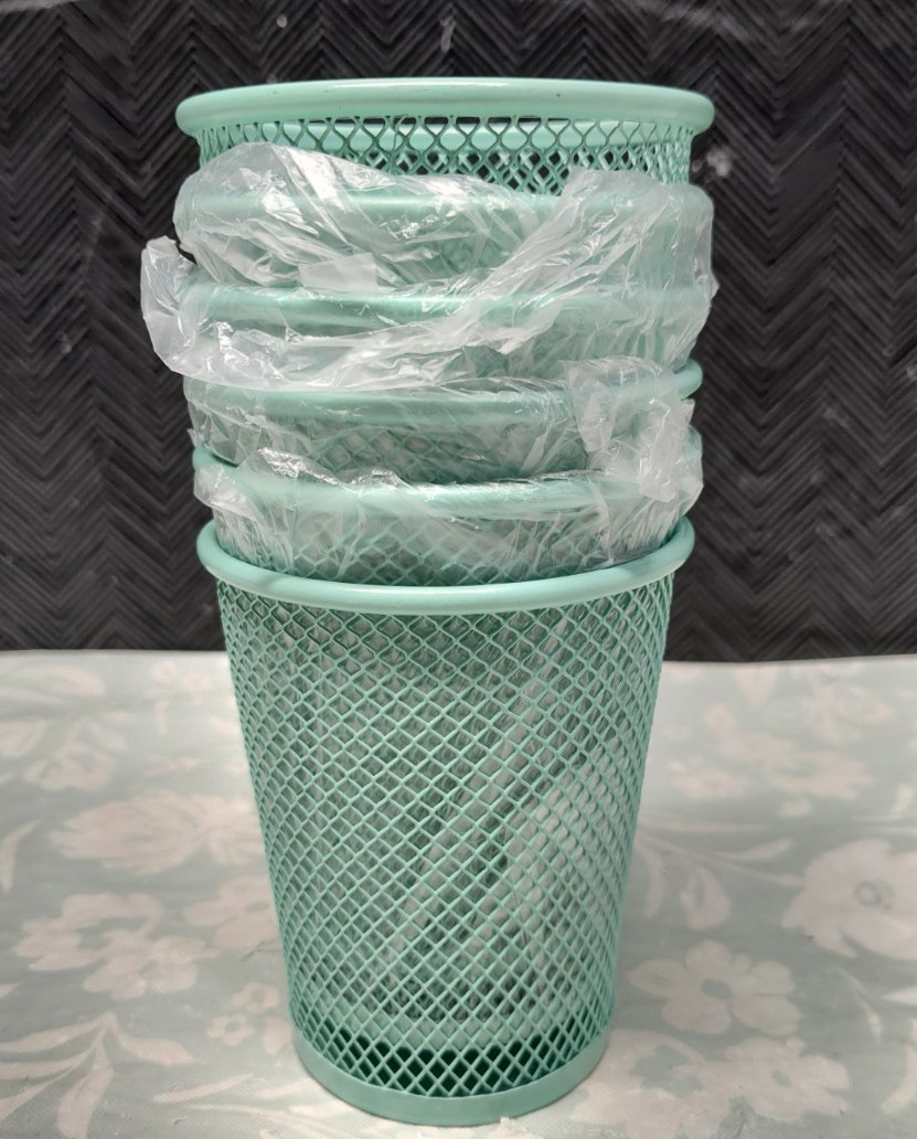 Pencil Holder Cup mint aqua Blue 6 piece set 4.5″x3.5″ B18