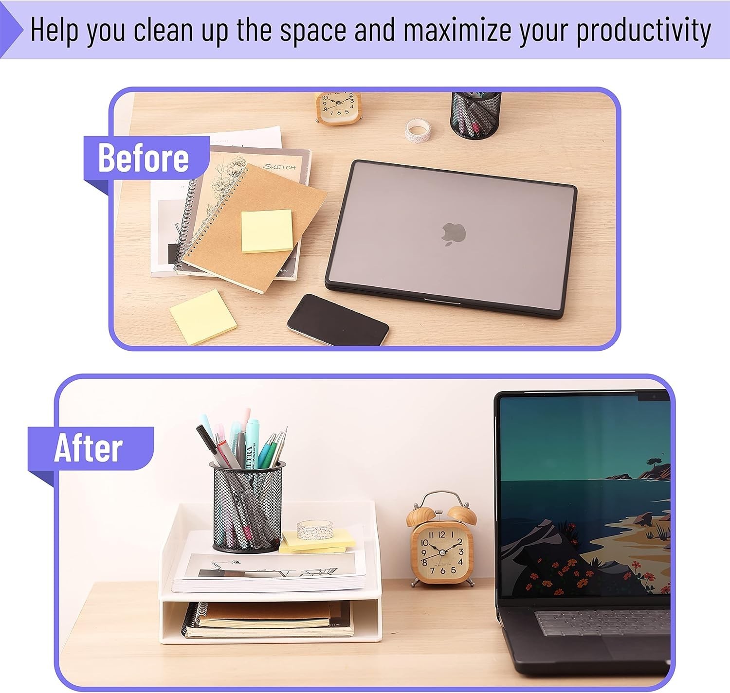 – Letter Tray Desk Organizer Plastic 2 Pack White File Organizer Desk Paper