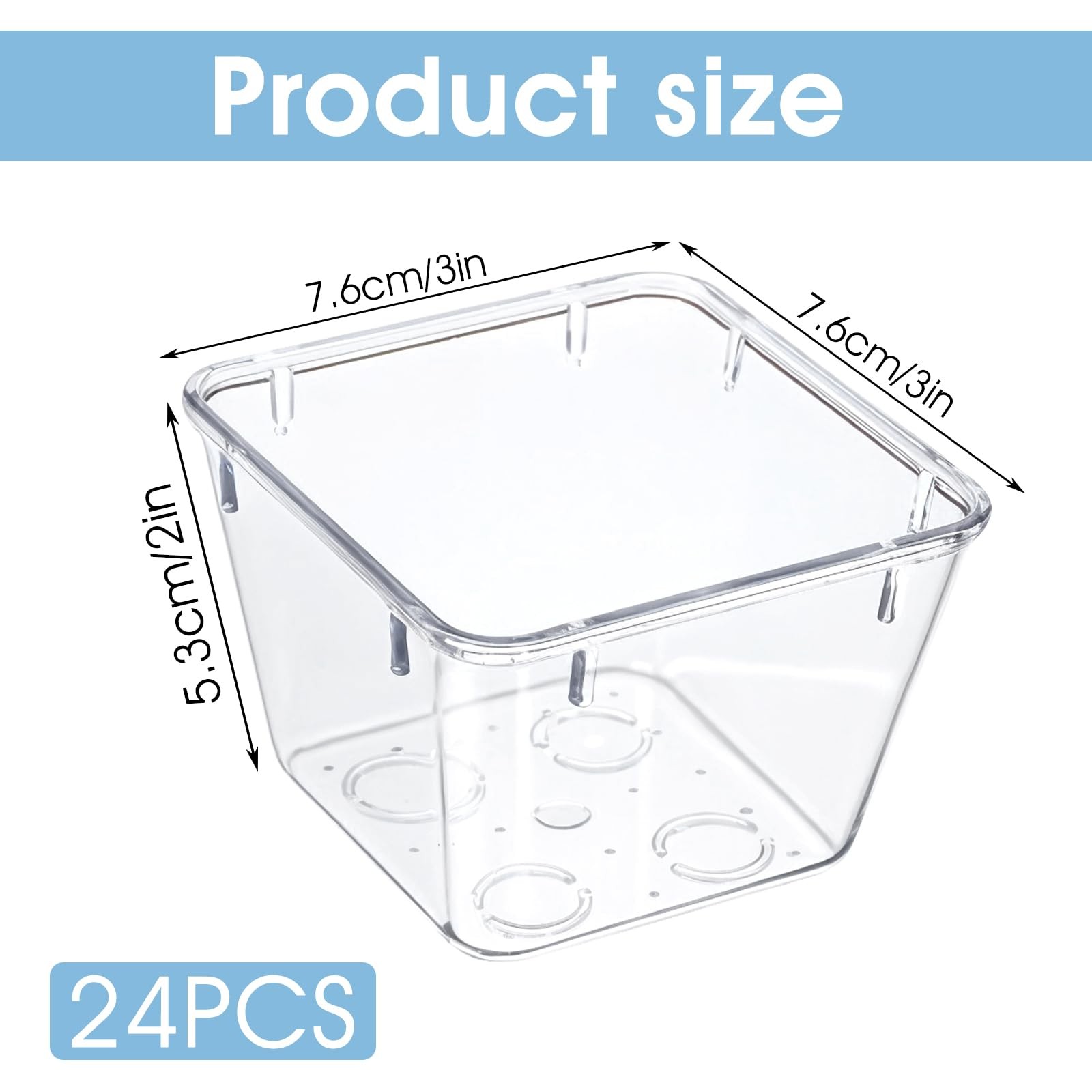 24 Pcs Clear Drawer Organizers 3″ x x 2″ Stackable Small Transparent