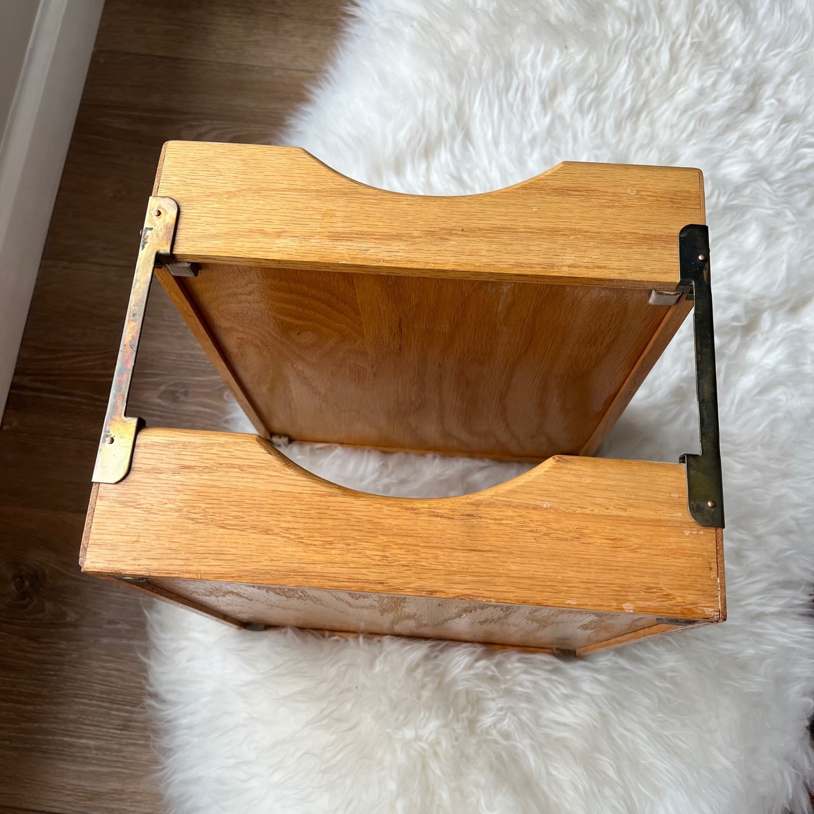 Vintage 2-Tiered Stacking Wood Desk In/Out Box