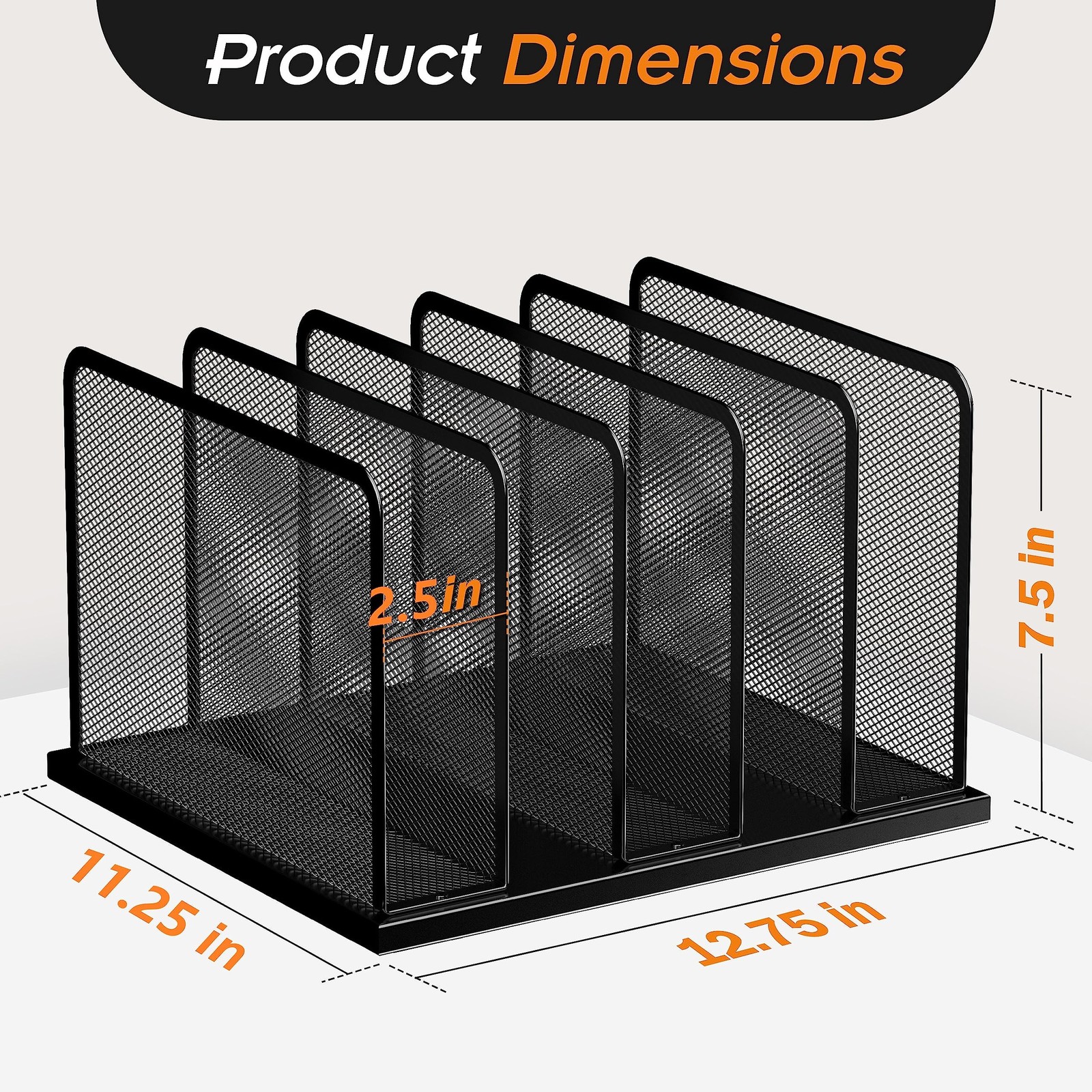 Desk File Organizer 5 Sections Upright Mesh Desktop Organizer File Sorter Off…
