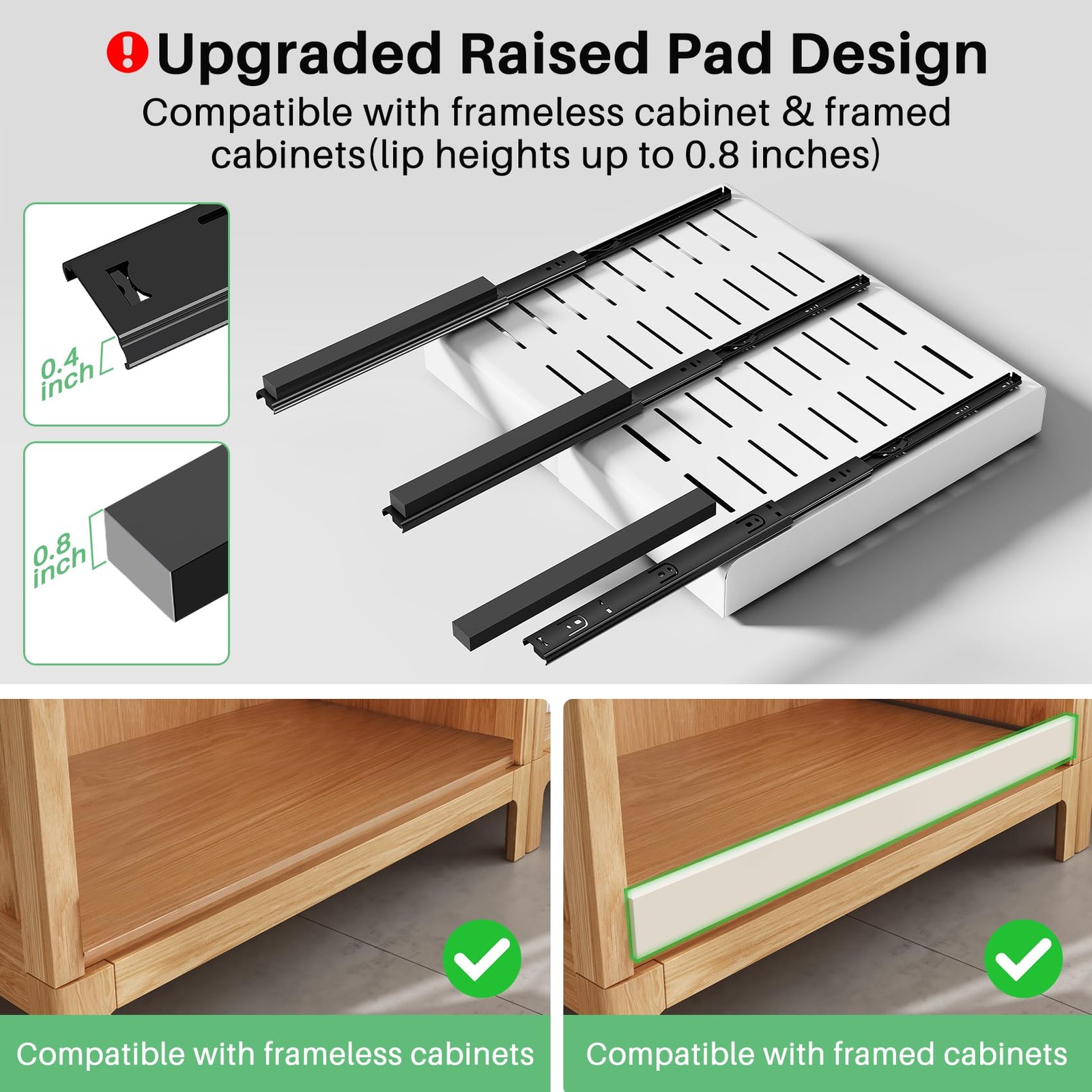 Pull out Cabinet Organizer, Wider 21″D×14″-24″W(2 Pack), White