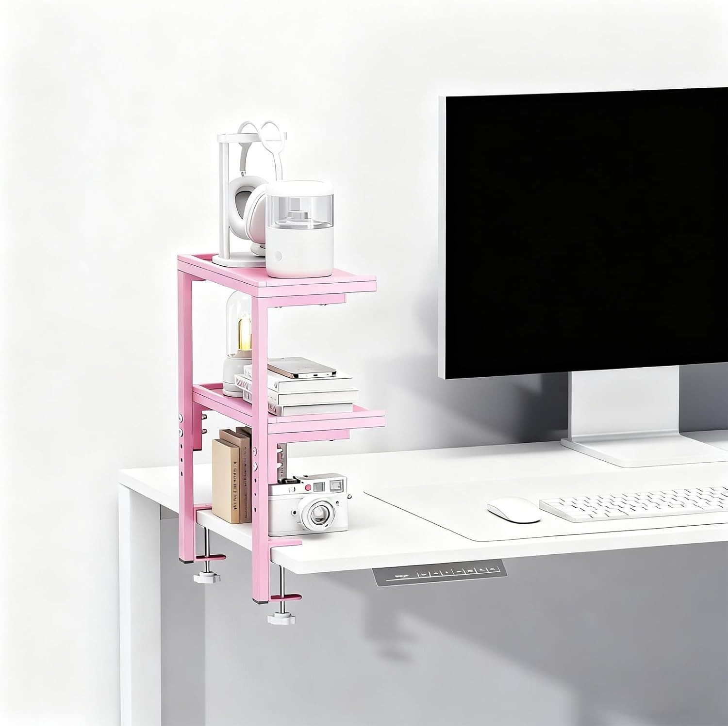 clamp on Desk Shelf Office Desk Shelves Organizer Wood Desktop Supplies New