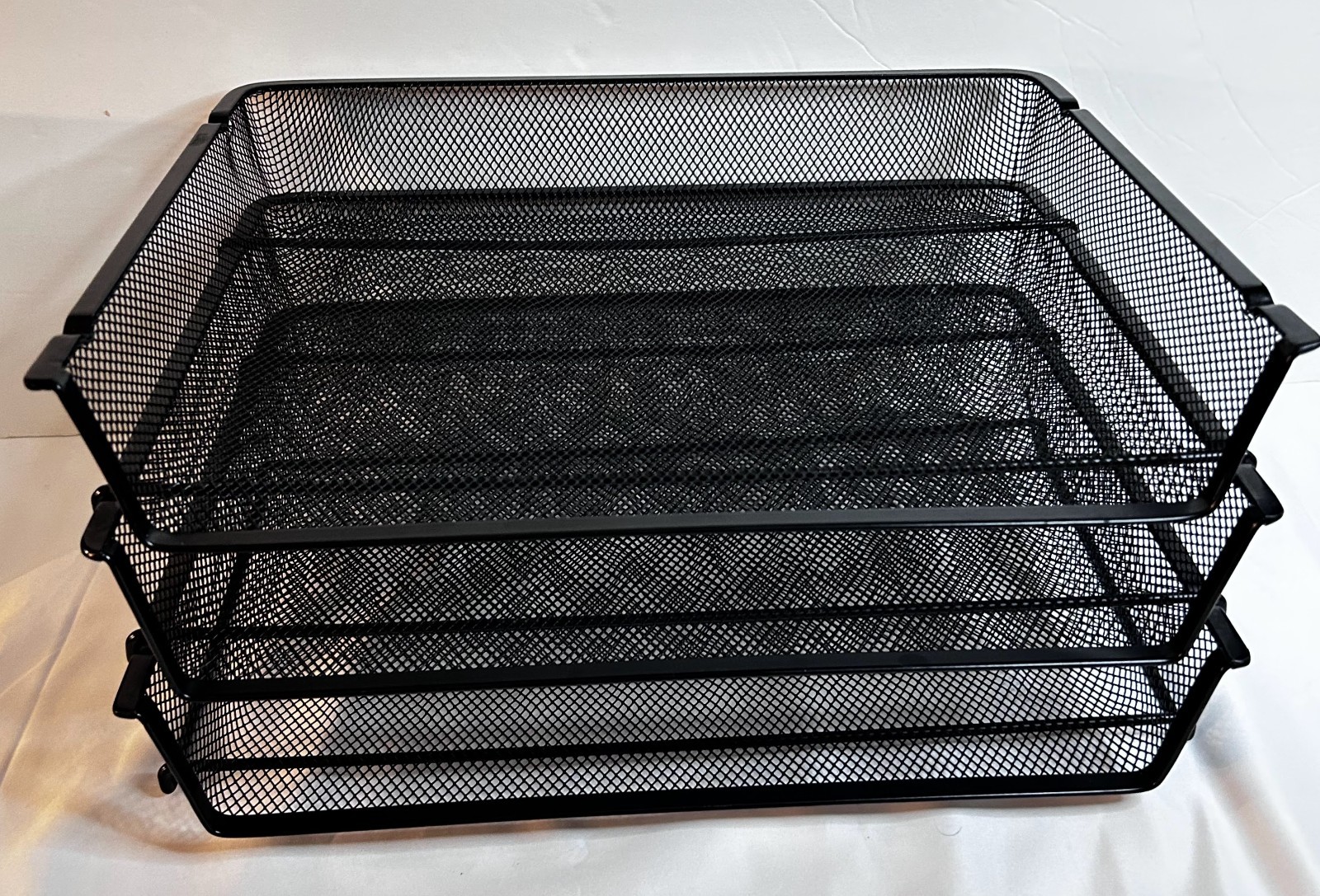 3 Tier Desk Organizer, Letter-size Trays, Multipurpose, Mesh, Black, New