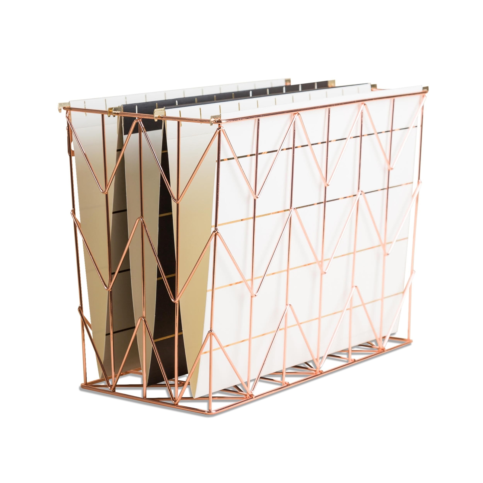 U Brands Hanging File Desk Organizer, Wire Metal, Copper/Rose Gold – 854U02-06