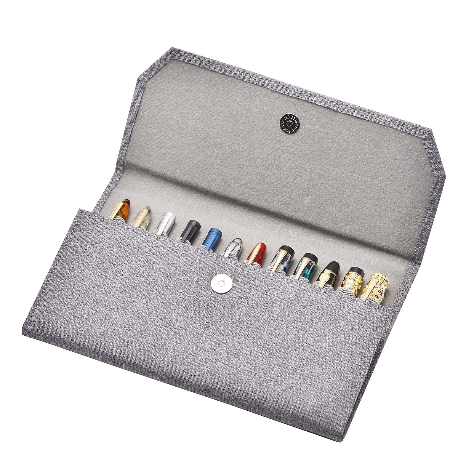 12 Fountain Pen Case, Gray Organizer Bag, Waterproof Canvas Display Holder, P…