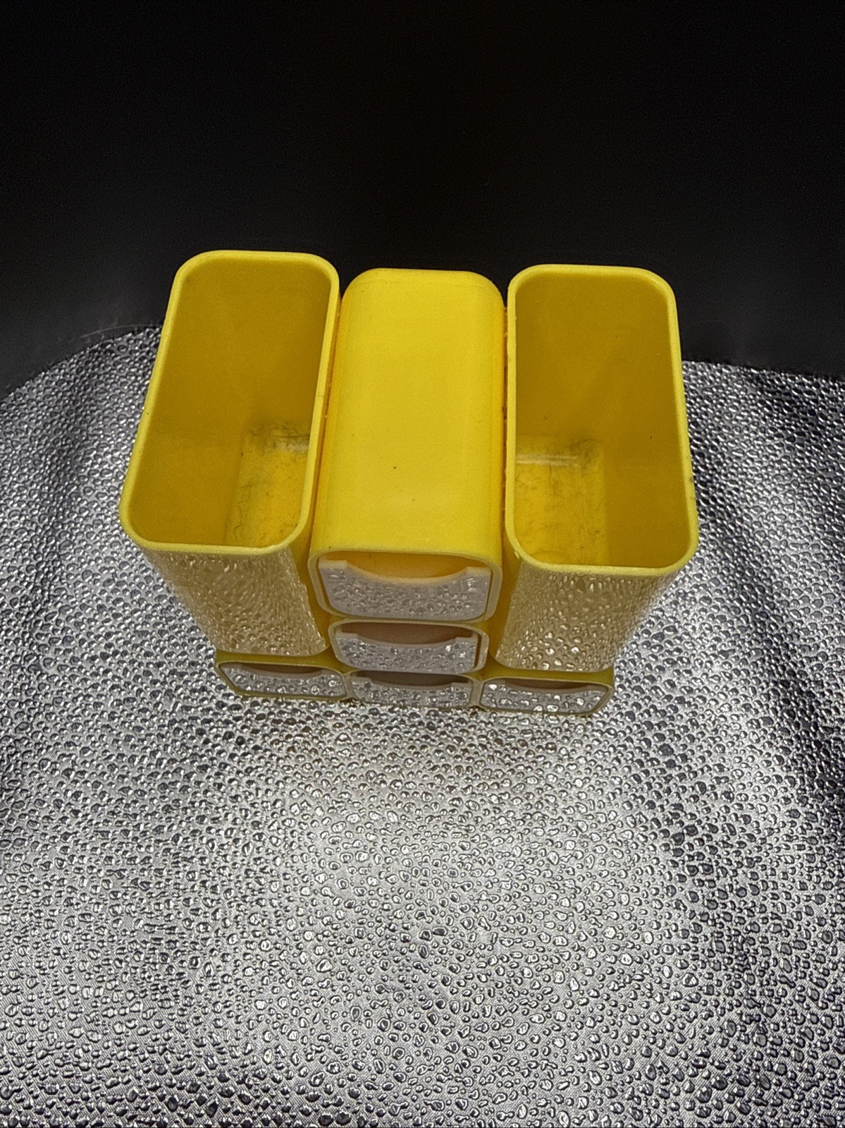 Vintage MCM HOF Desk Organizer Space Age Pencil Holders Yellow Plastic Drawers