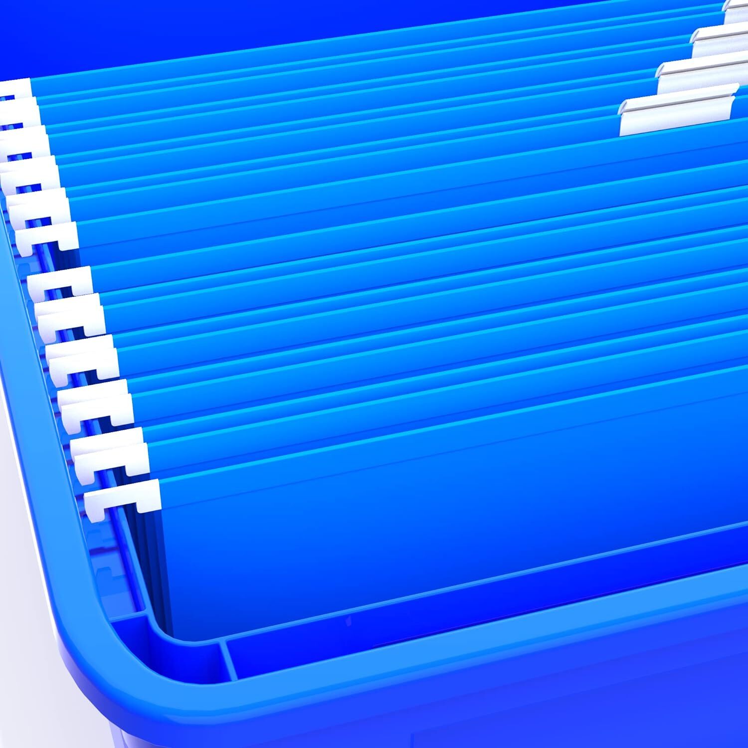 Storex Portable File Tote, 18.5 x 14.25 x 10.88 Inches, Blue/Clear