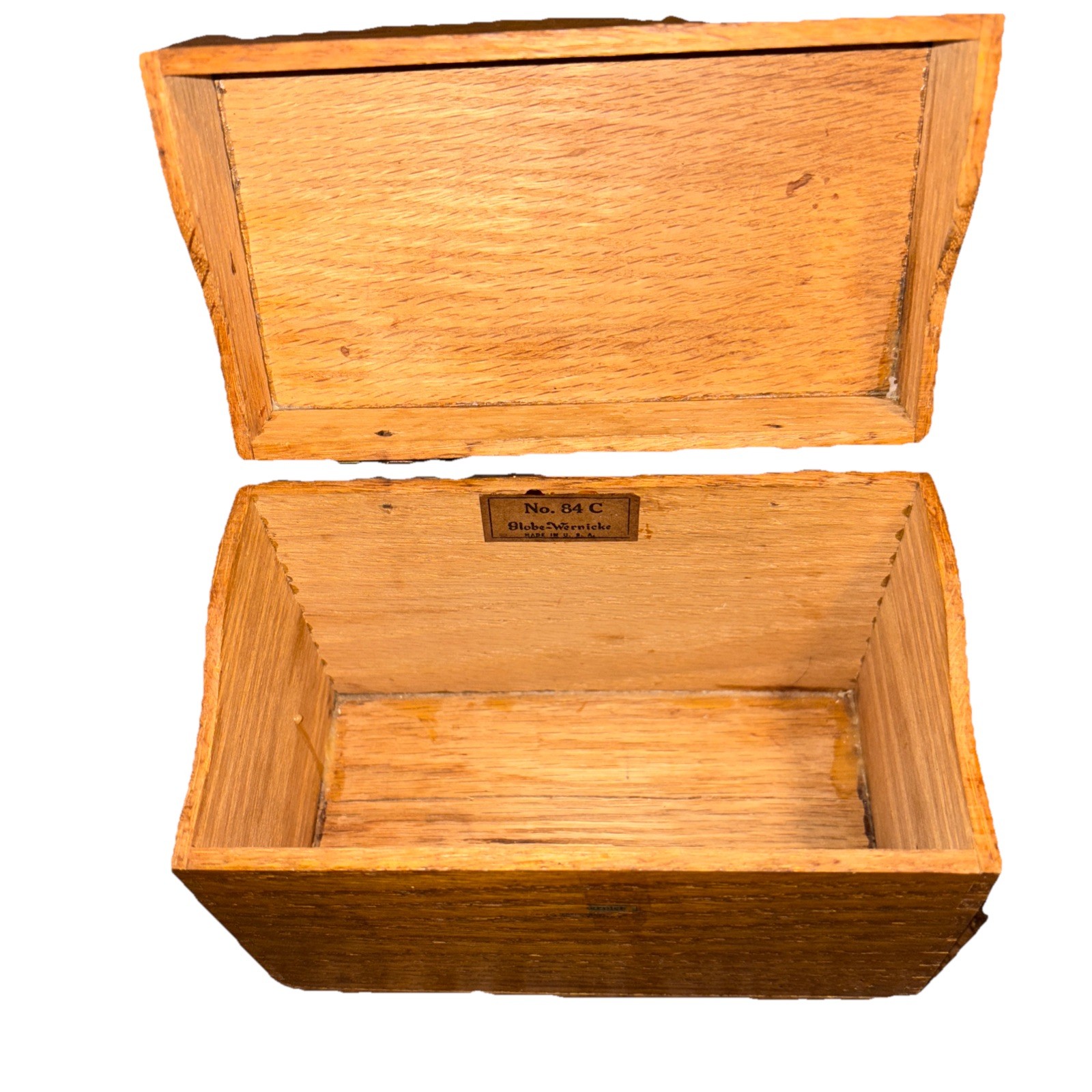 Vintage 1920s Globe Wernicke Oak Wood 84C File Recipe Index Card Storage Box