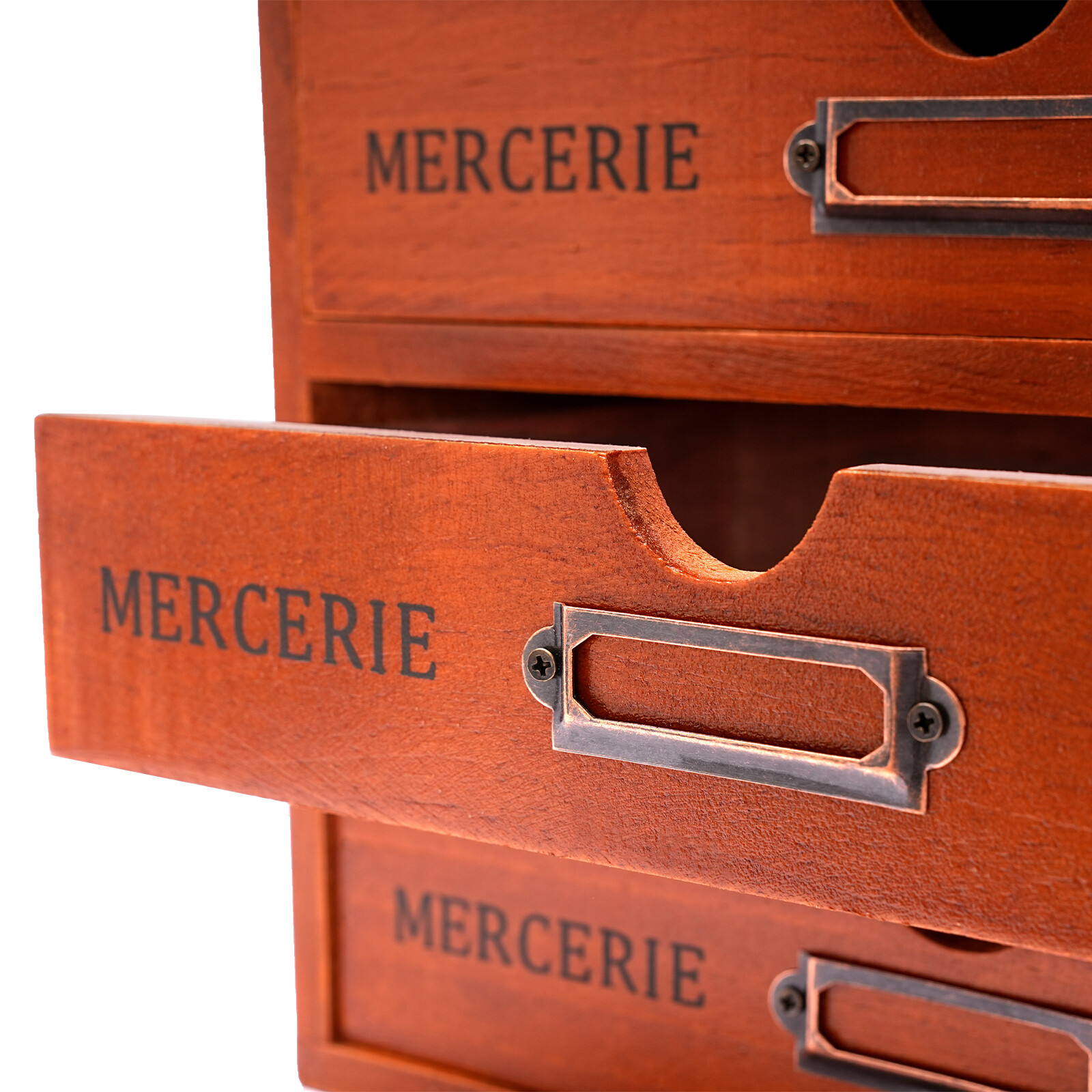 5-Drawer Brown Wooden Desk Organizer Storage Drawers Vintage Shelf Drawer