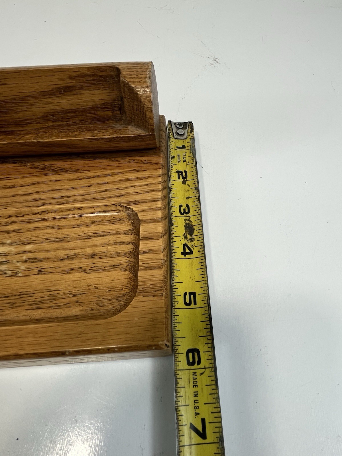 Wooden Desk Organizer 14″ x 8″ Oak Heavy MCM Business Cards Pencils Notes