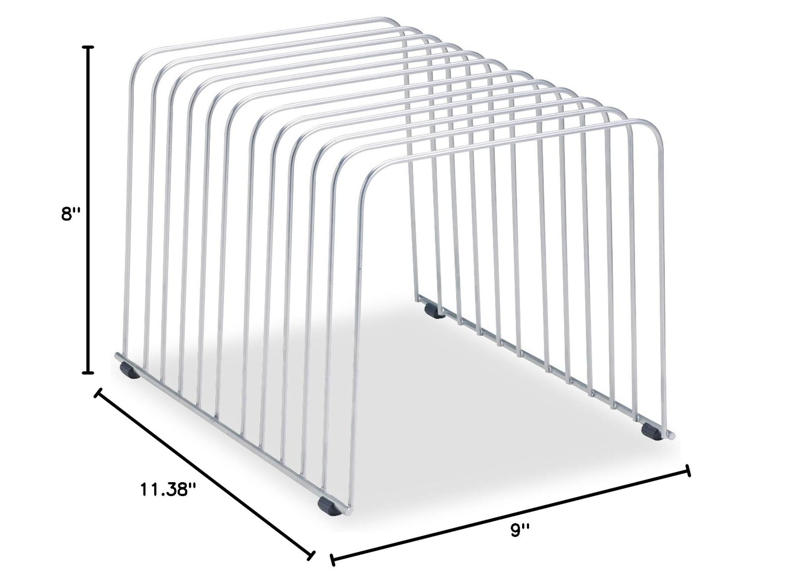 Office Desk Organizer, 11 Compartments, Silver Metal Wire, 9×11.375 Inch