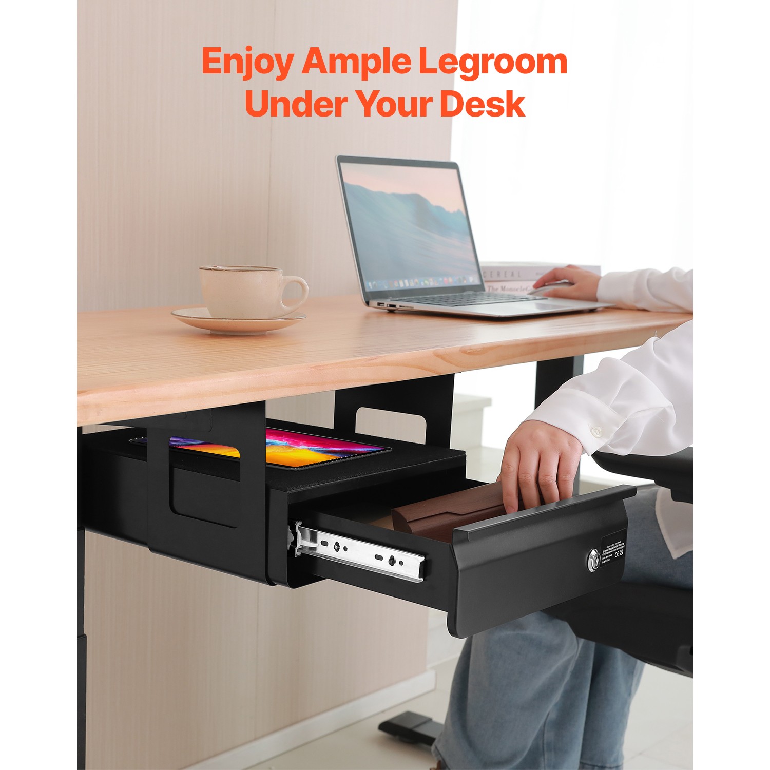 Uimoso 13 in Lockable Slide-Out Under Desk Drawer for Office and Home Use