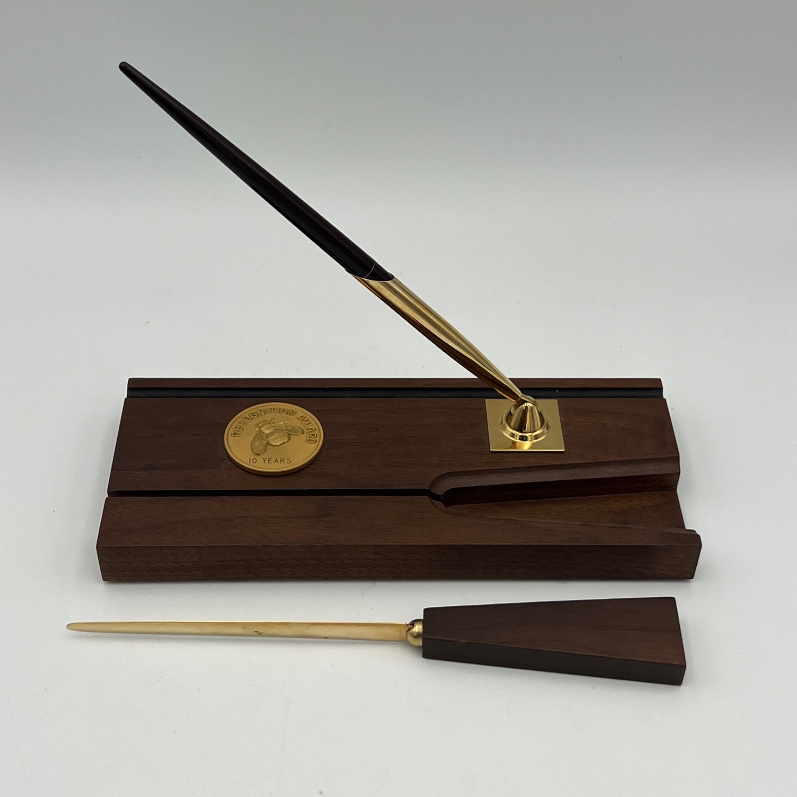 10 Years Executive Desk Pen & Letter Opener Josten’s American Walnut Collection