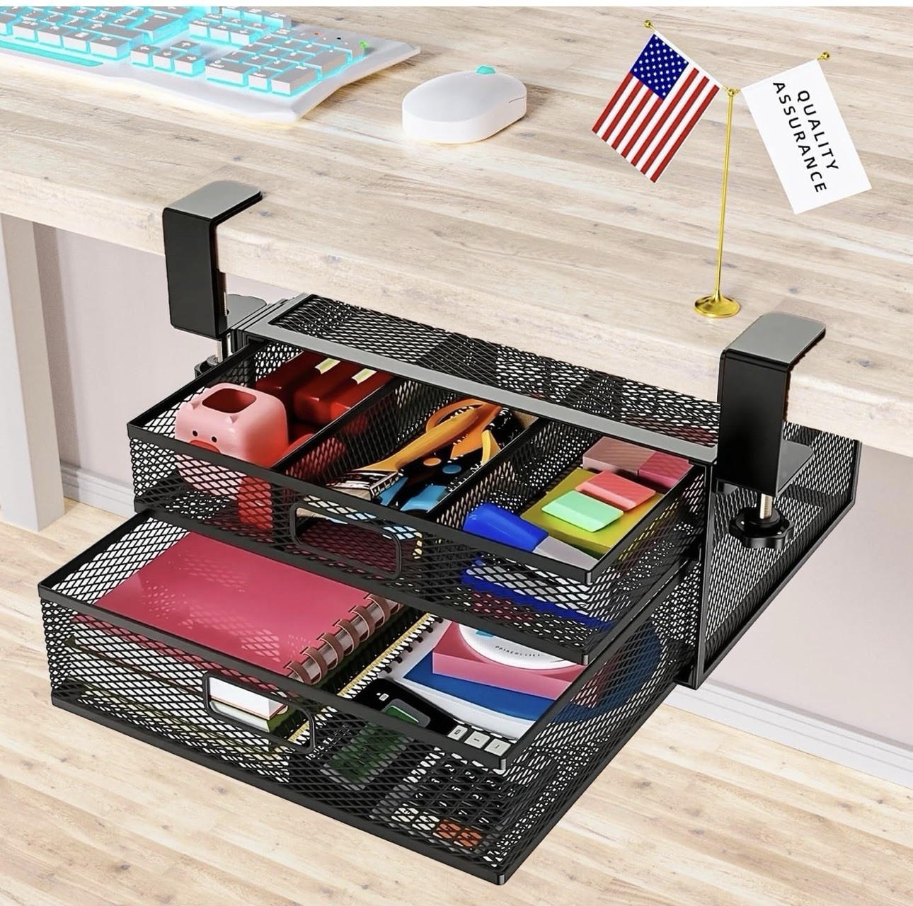 Under Desk Drawer Organizer No Drilling 2 Slide Out Drawer under Table Storage D