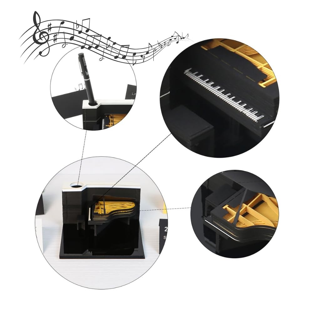 Time Piece Calendar, 3d Memo Pad Creative Desk 2026 Calendar Pink Piano