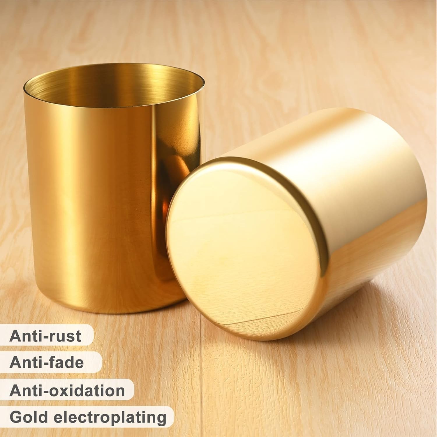 2 Packs Gold Pen Holder Desk SUS304 Stainless Steel Pen Organizer Desk Pencil