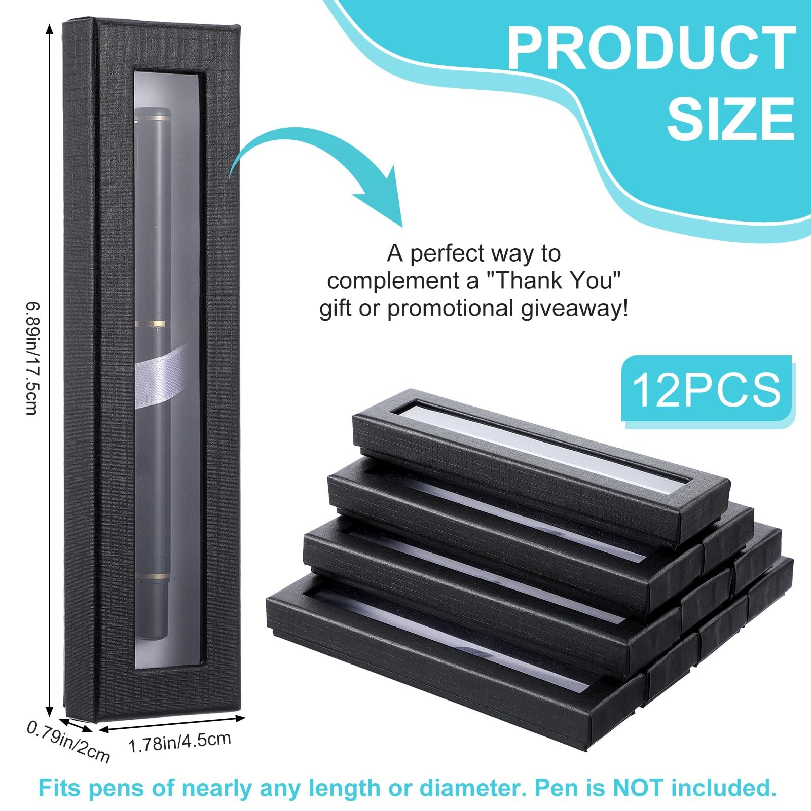 HOFURME 12 Pieces Empty Pen Gift Box Black 6.89 x 1.78 x 0.79 inches