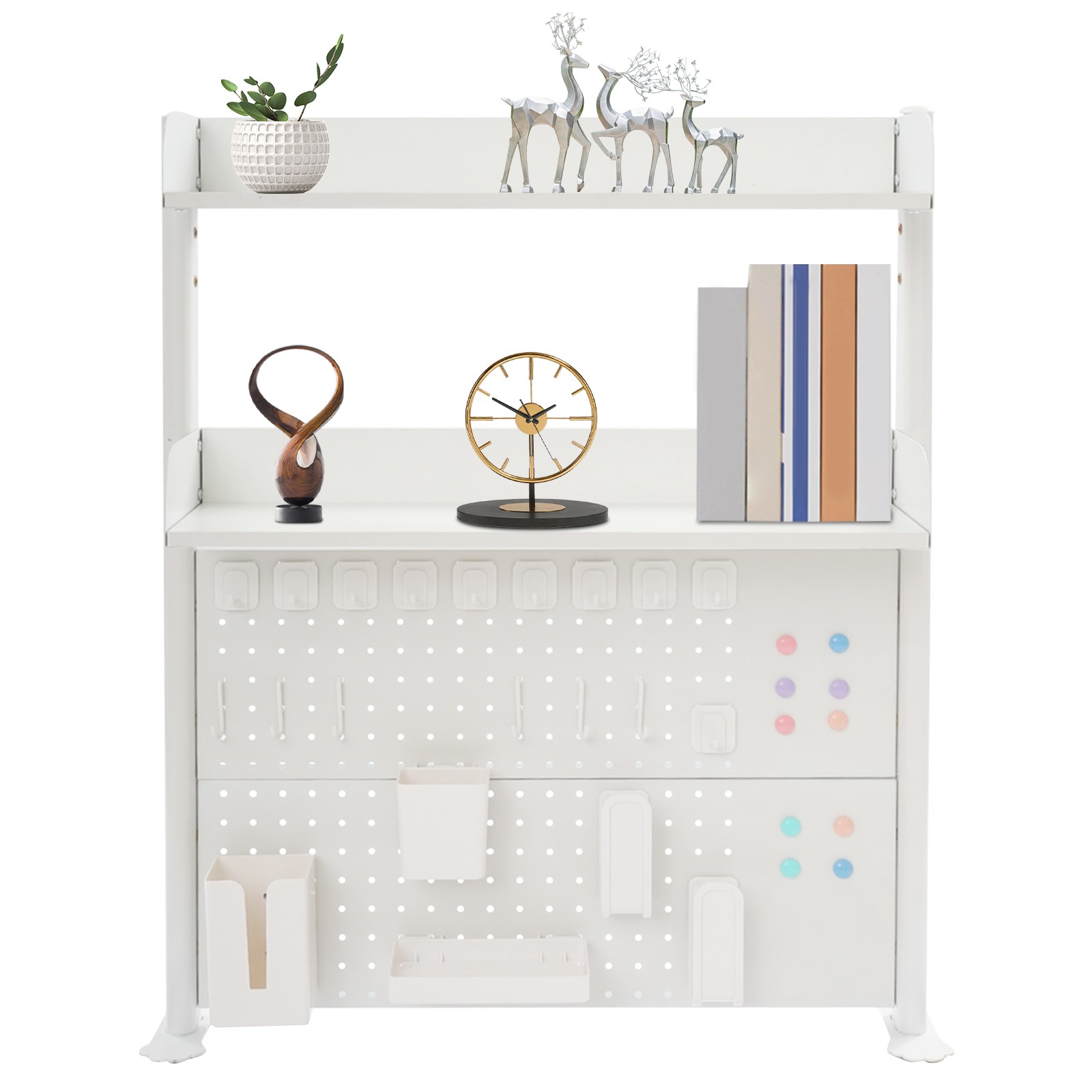 Clamp-on Desk Shelf with Pegboard, Clamp On Desk Bookshelf Desk Above Organizer