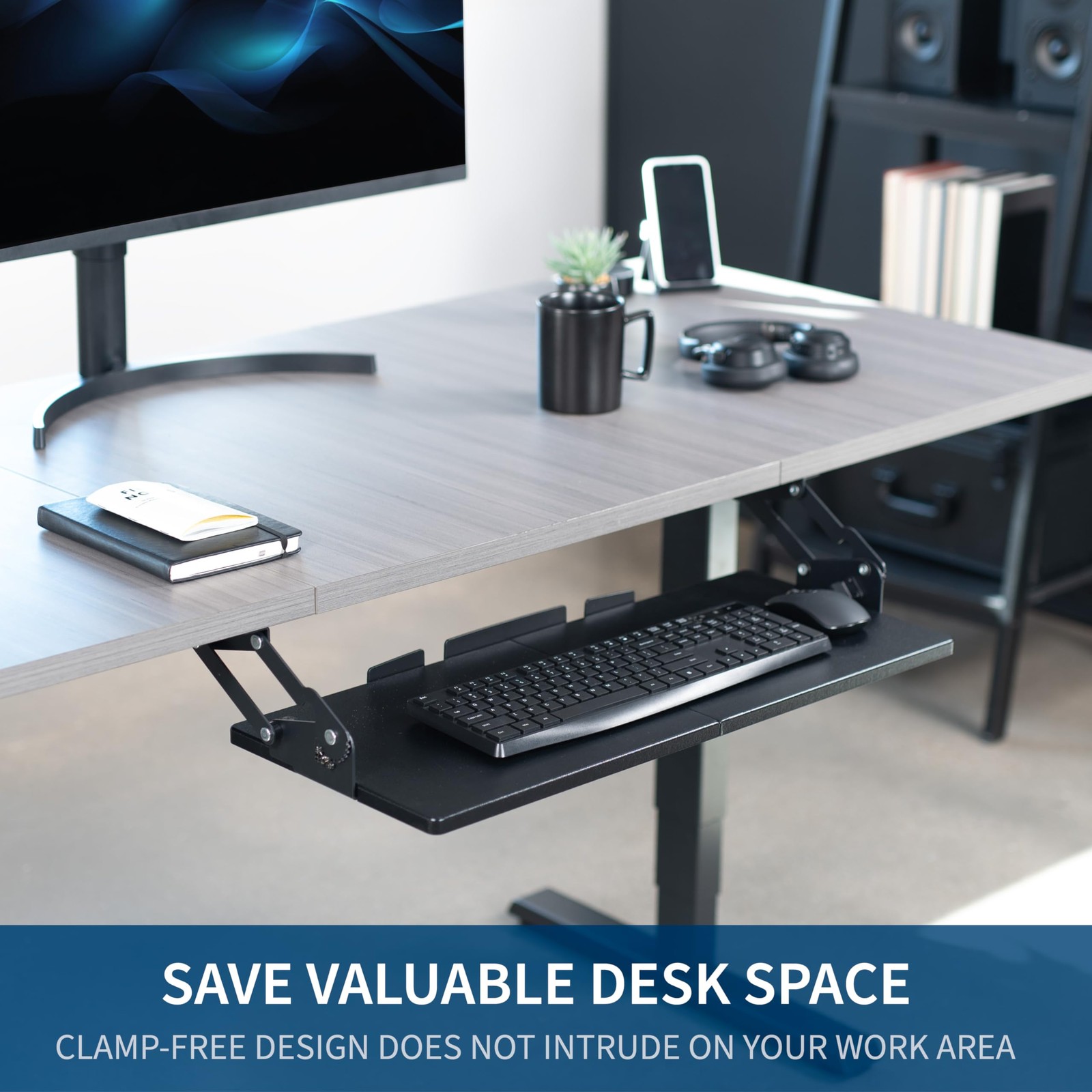 VIVO Large Under Desk 27 x 11 inch Computer Keyboard and Mouse 27 inch, Black