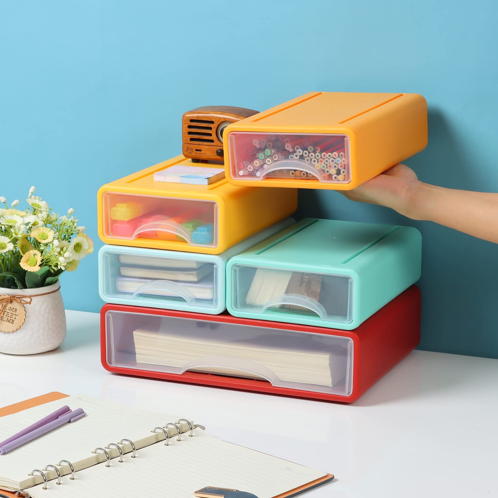 Osteed Desktop Drawers For Paper Stackable Office Storage Drawers For Desk