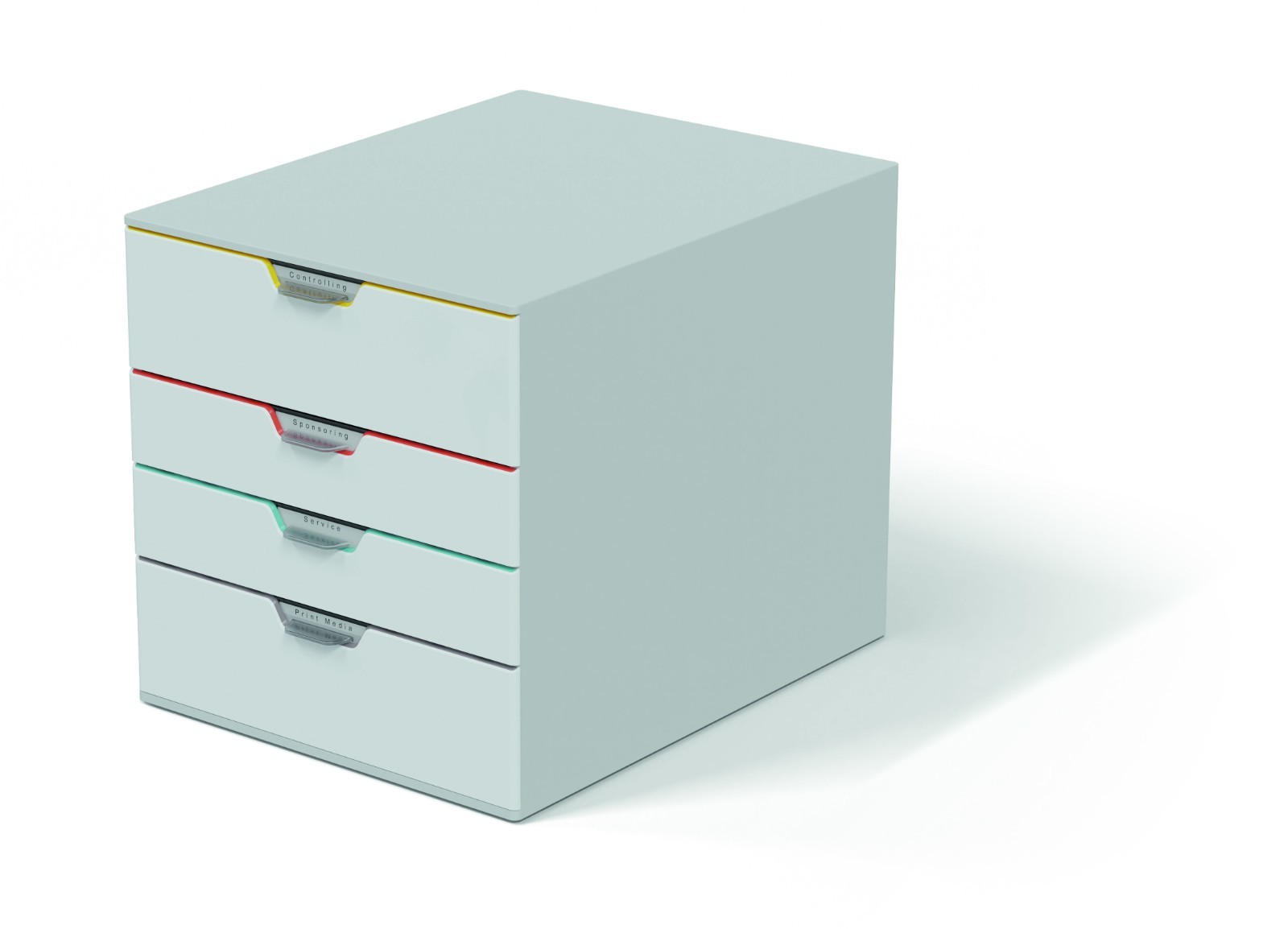 VARICOLOR 4 Drawer Color Coded Desktop Organizer Document Storage White Durable